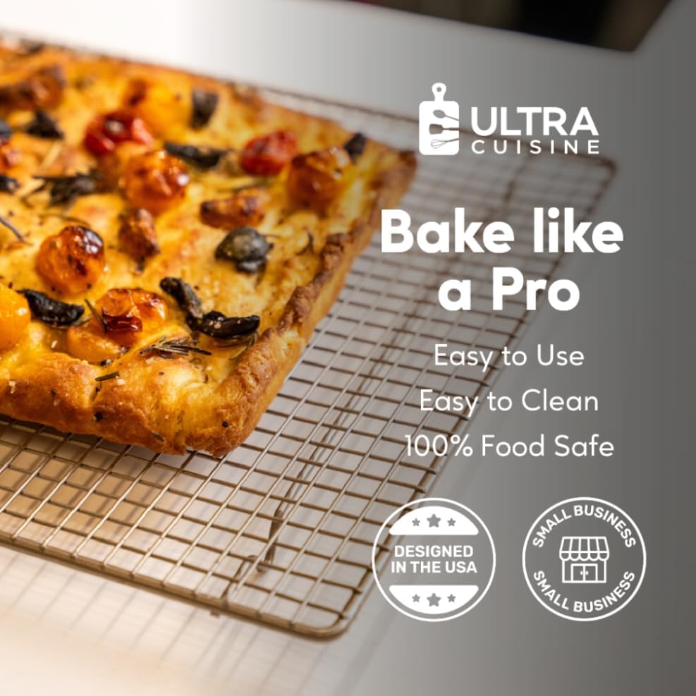 Ultra Cuisine Cooling Rack Set | Heavy-Duty 100% Stainless Steel | Oven & Dishwasher Safe | 11.5 x 16.5-Inch | Set of 2