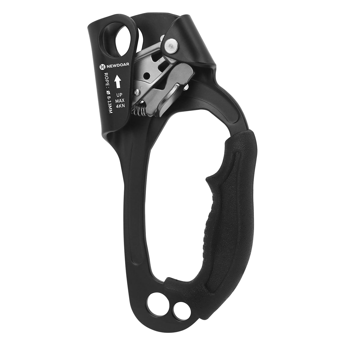 NewDoar Right Hand Ascender Rock Climbing Tree Arborist Rappelling Gear Equipment CE Certified Rope Clamp for 8~13MM Rope(Black Pro-Right)