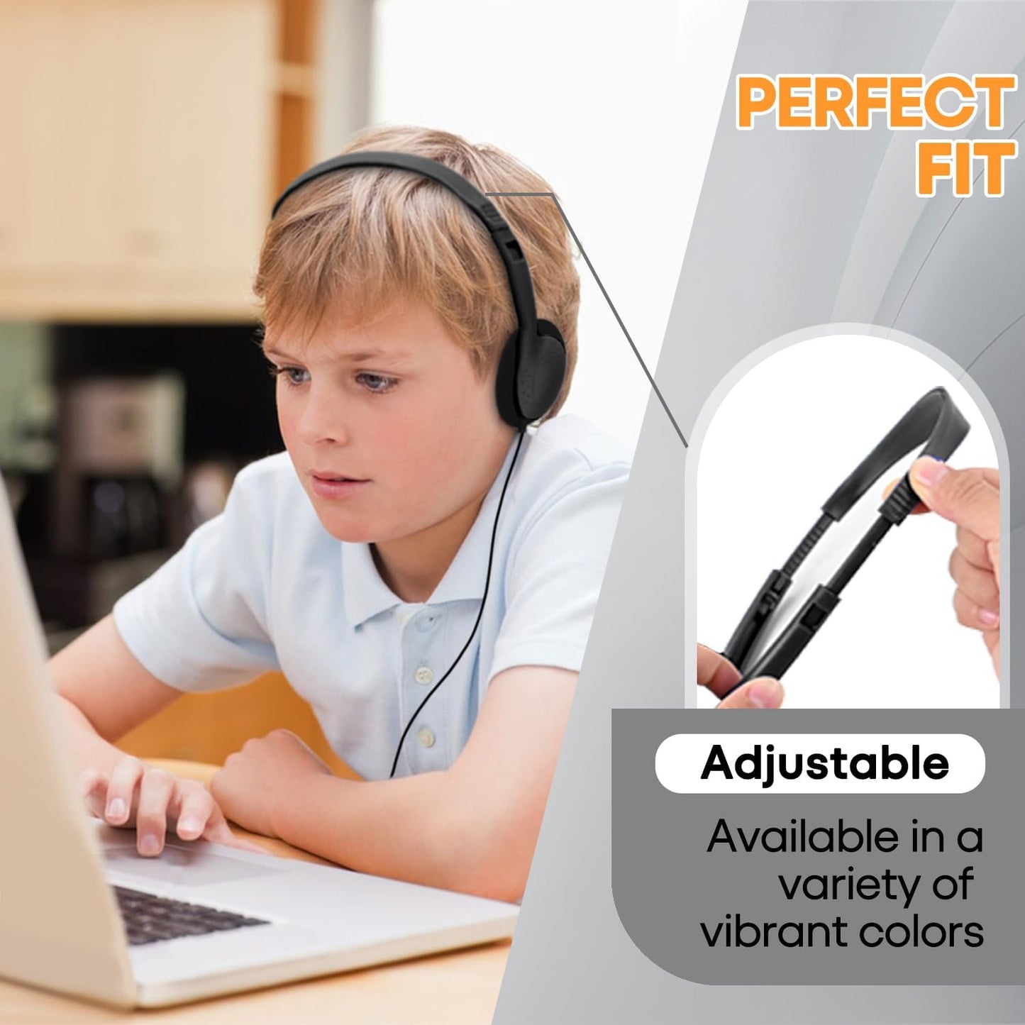 12 Pack Set (HY857,12 Kids Headphones Bulk for Classroom School Students, Durable Wholesale Class Headphones for Kids