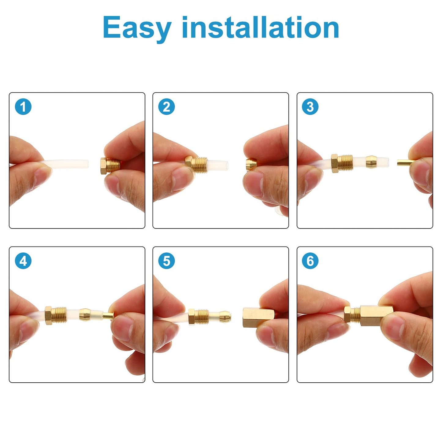 PATIKIL Brass Compression Insert, 75 Pcs 6mm OD x 4mm ID Tube Insert Tube Support Compression Fitting Assortment Kit for Water Oil Air Pipe