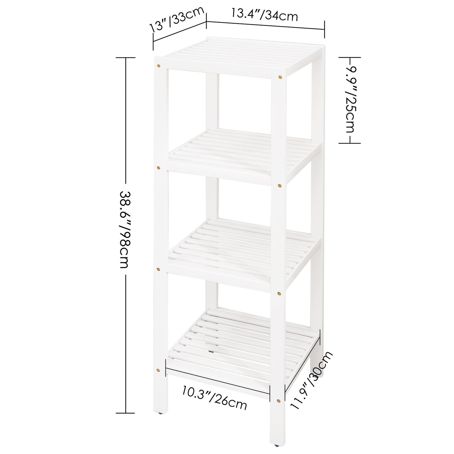 SMIBUY Bathroom Storage Shelf, 4-Tier & 5-Tier Bamboo Rack Organizer, Multifunctional Shelving Unit for Living Room Bedroom Kitchen (White)
