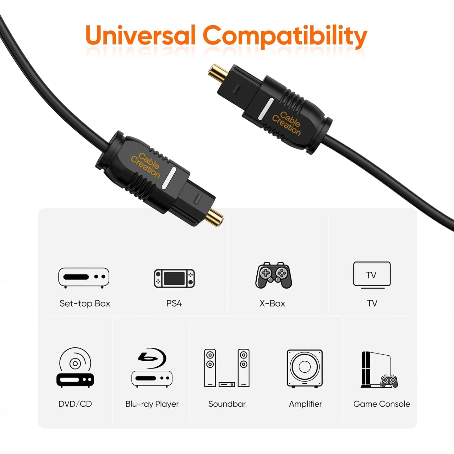3.3FT, PS4, CableCreation Optical Digital Audio Cable Thin Fiber Optic Toslink Gold Plated S/PDIF Cord for Home