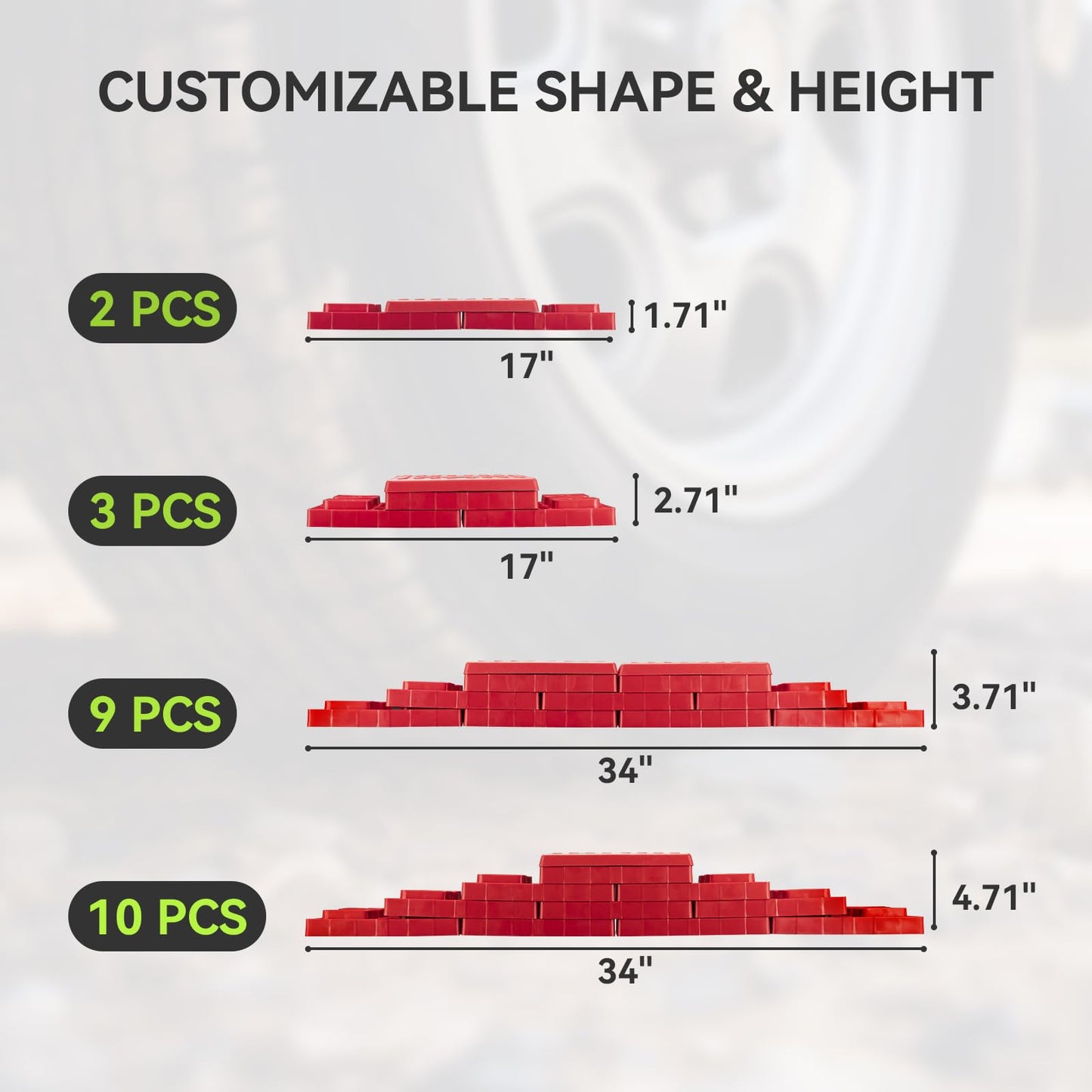 RVMATE RV Leveling Blocks 12 Pack, Heavy Duty Camper Leveling Blocks, Leveling Blocks for RVs, Reduce Trailer Movement, Trailer Leveling Blocks Great for Single and Dual Wheels, Red