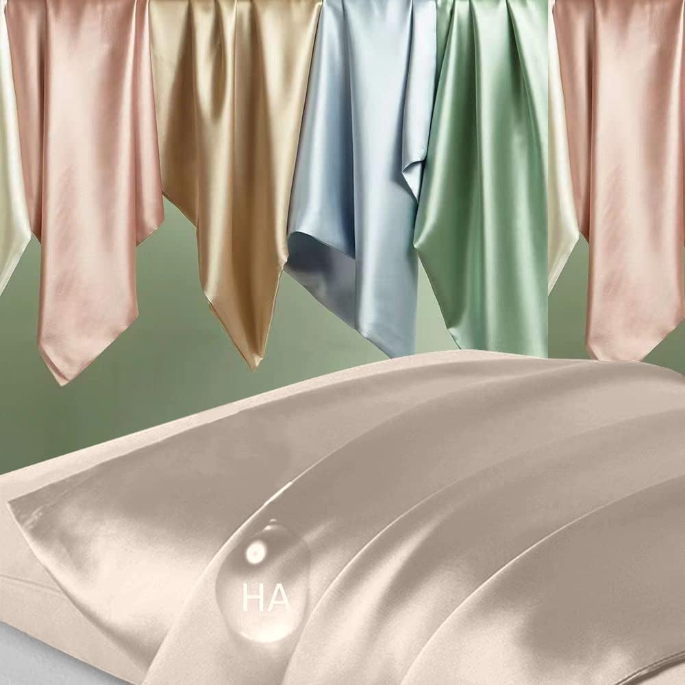 Skiennix Mulberry Silk Pillowcase - Anti-Acne Cooling Sleep Cover | Standard Size, Champagne Color