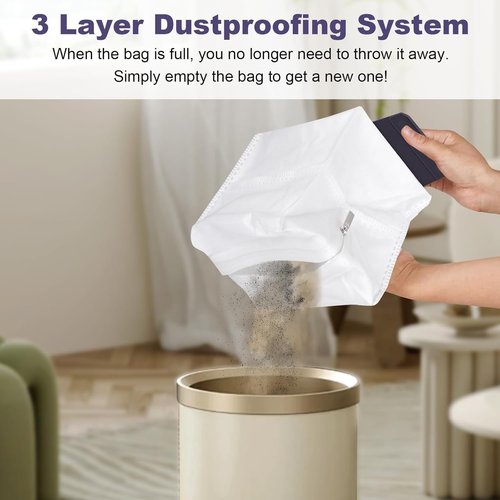 3 Pack Vacuum Bags Replacement for iRobot Roomba i7, i7+, i3, i3+,j7, j7+, s9, s9+, i1+,i4, i4+, i5,i6, i6+, i8, i8+ plus Reusable I Robot Zipper i,s,j Series Automatic Dirt Disposal Clean Dust Bag