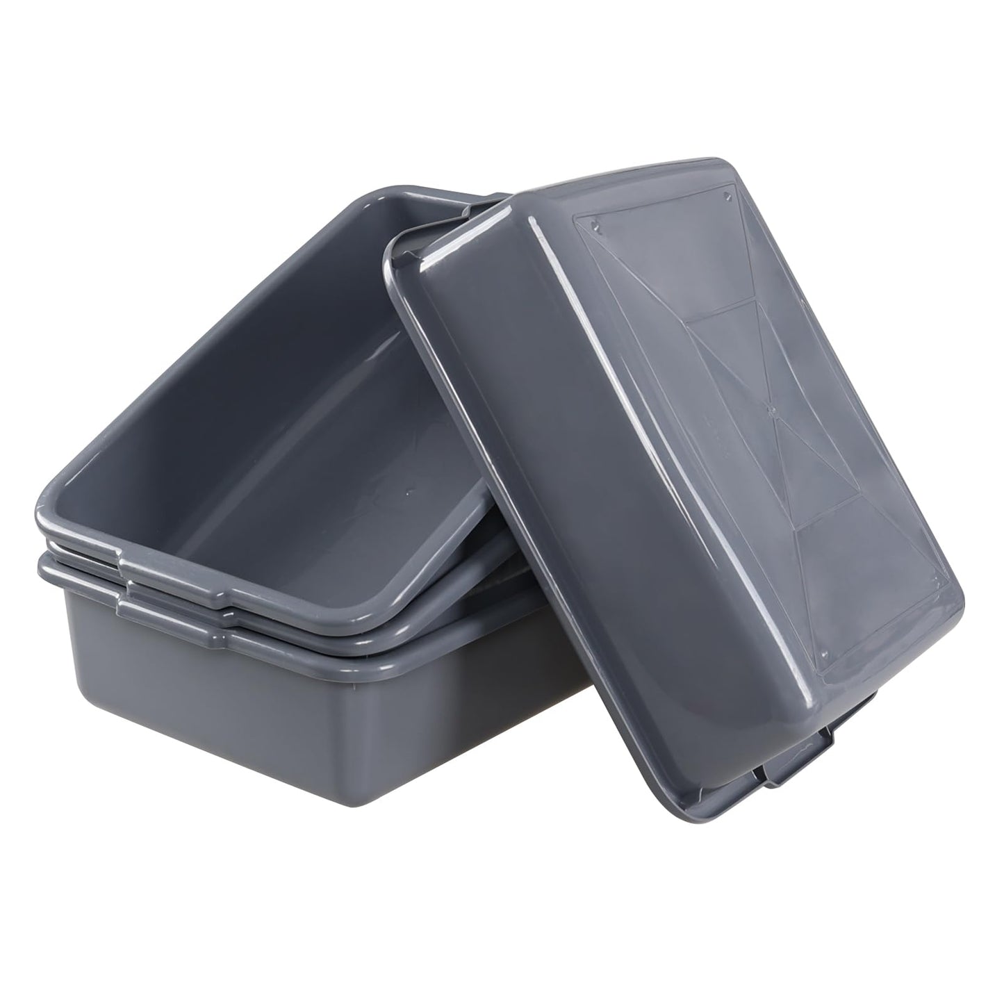 Drephia 4 Pack 13 L Utility Commercial Bus Tubs, Plastic Bus Box Bin, Food Grade Butcher Meat Tote, Gray