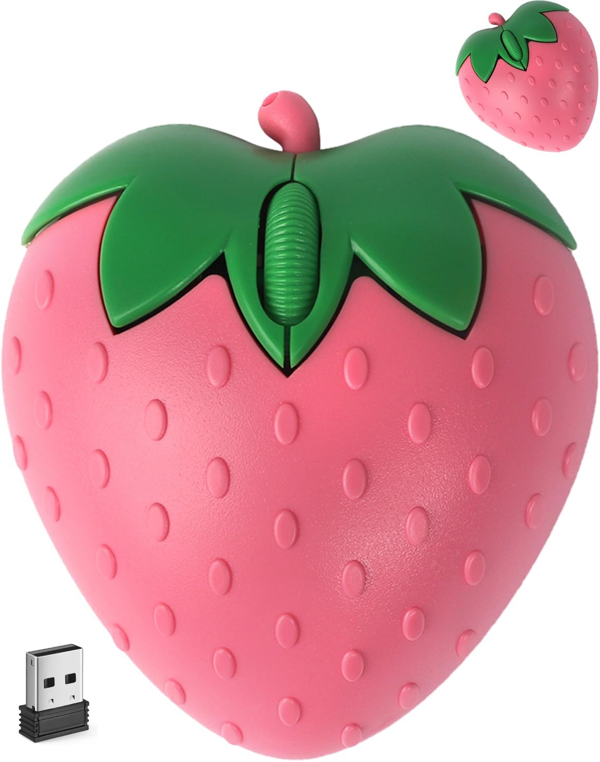 SHARE SUNSHINE Wireless Bluetooth Mouse Cute Pink Fruit Strawberry Shape Silent Portable Lightweight USB Optical