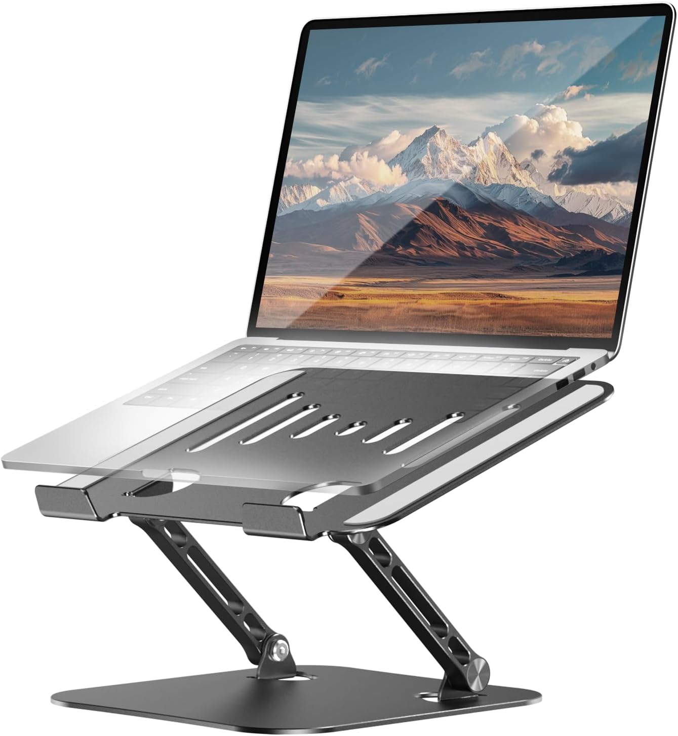 LINTYLE 1017 Inch Adjustable Laptop Stand, Aluminum Portable Laptop Riser for Desk Foldable, Ergonomic Computer