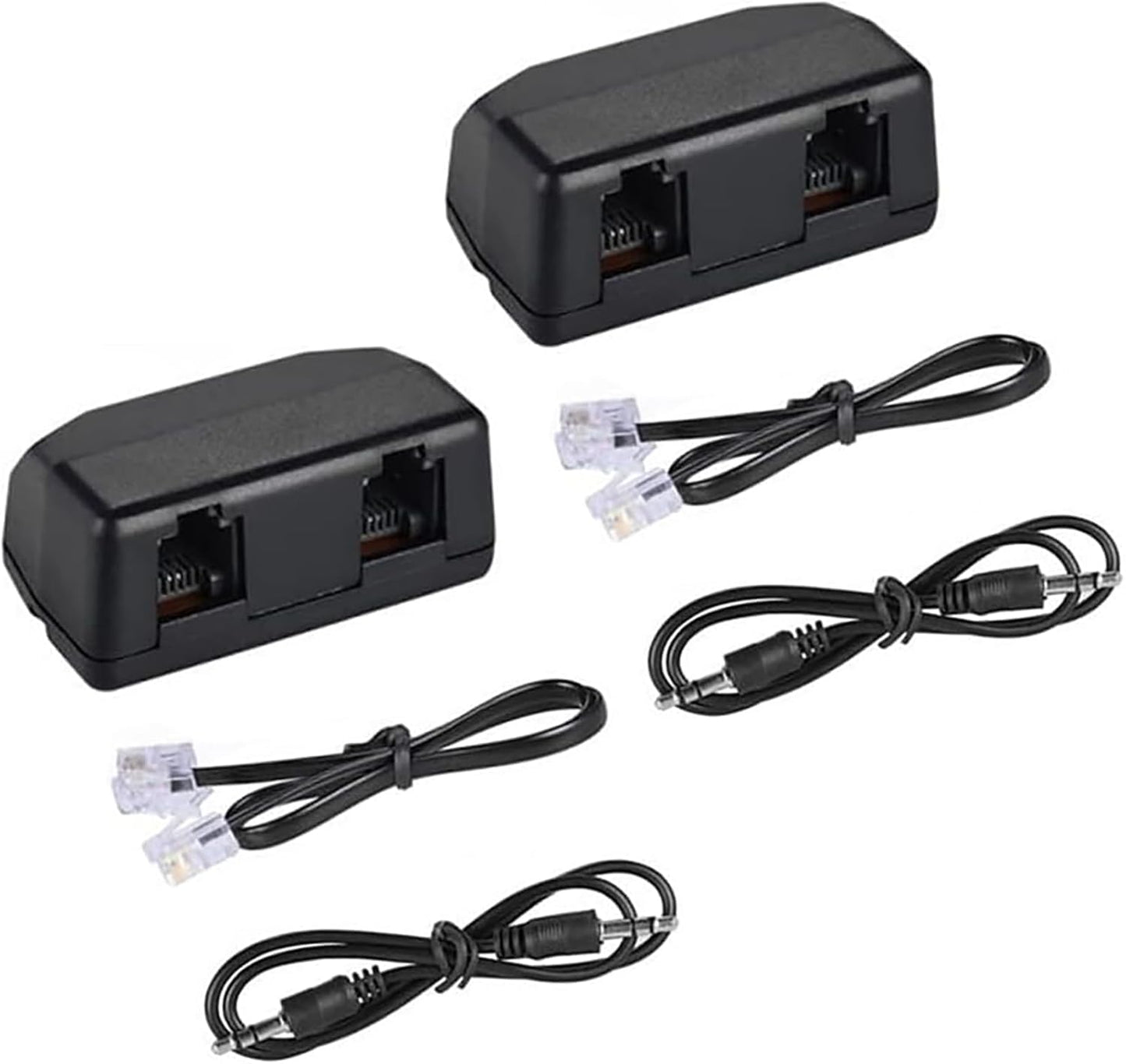 eoqo RJ11 3.5mm 2-Pack Analog Telephone Adapter Splitter for Telephone & Voice Recorder, Dual Ports
