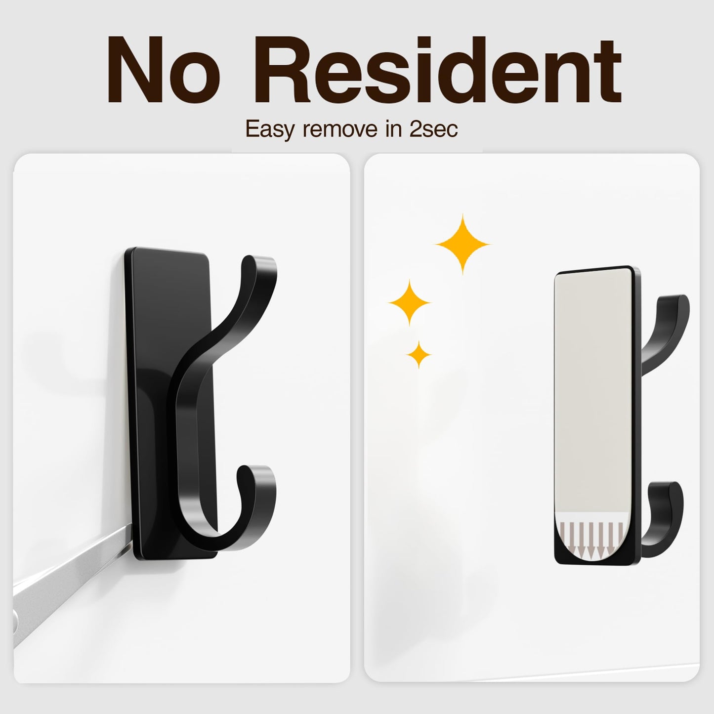 pickpiff Wall Hooks with Adhesive Strip - Easy to Remove, No Residue, Strong Heavy Duty Sticky Towel Hook, 8 Pack Black