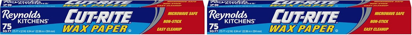 Reynolds Cut-Rite Wax Paper - 75 Sq Ft Roll | Convenient Pack of 2 for Easy Food Storage