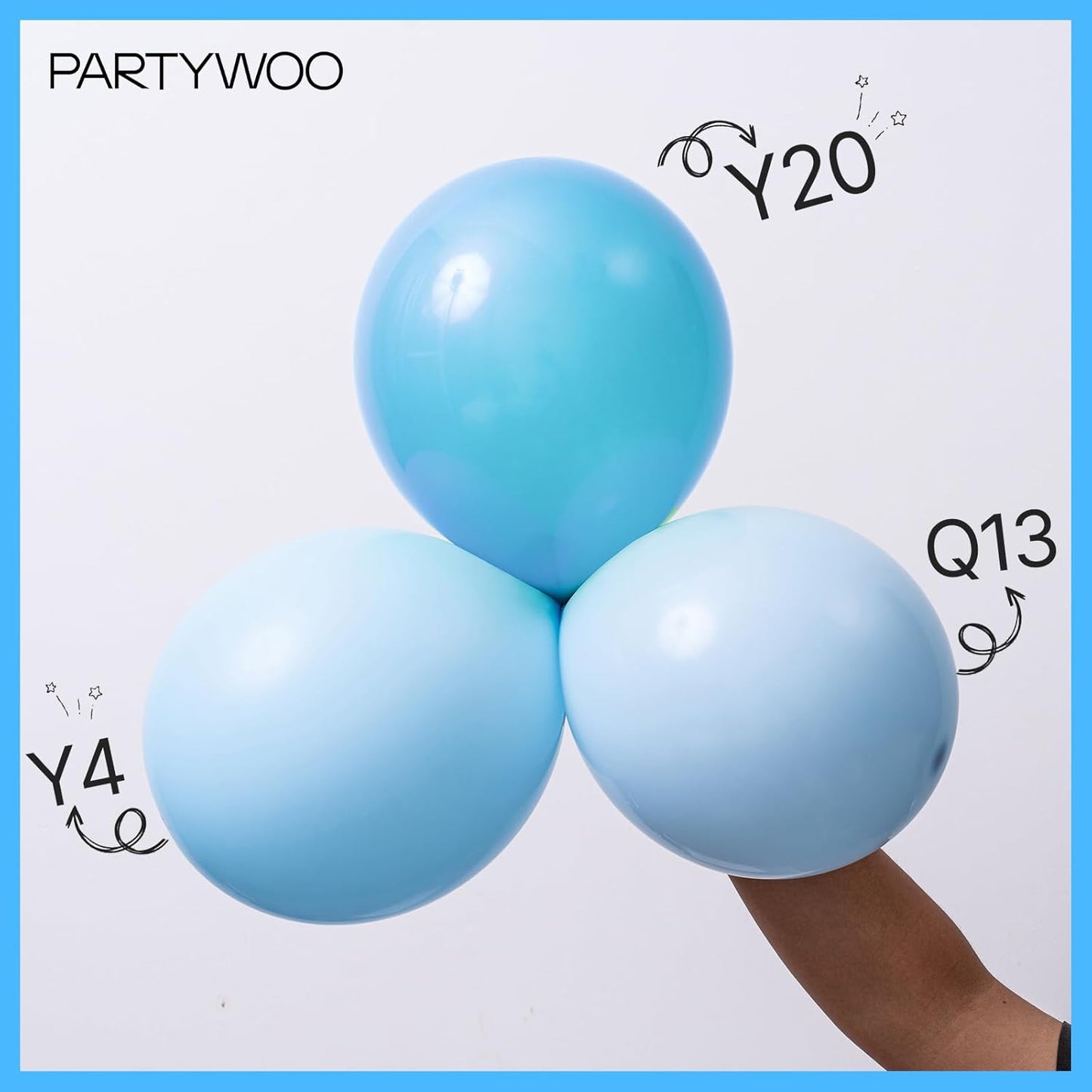 PartyWoo Light Blue Balloon Arch Kit - 85 Pcs in Various Sizes for Baby Showers & Birthdays | Aqua Blue Decor