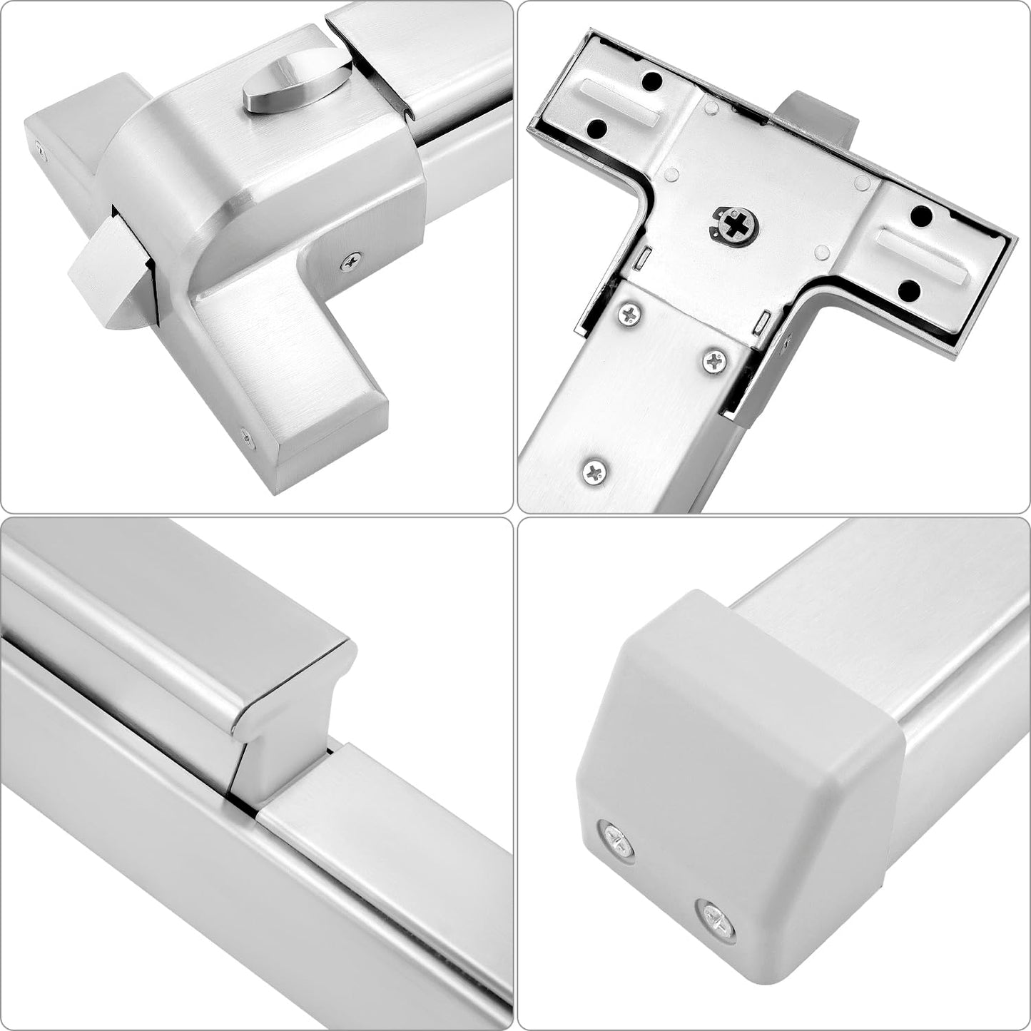 QWORK Door Security Bar, Heavy-Duty Steel Push Bar Emergency Exit Door Device with Fire-Proof Lock and Lever, Push Up Bar, Door Security Devices