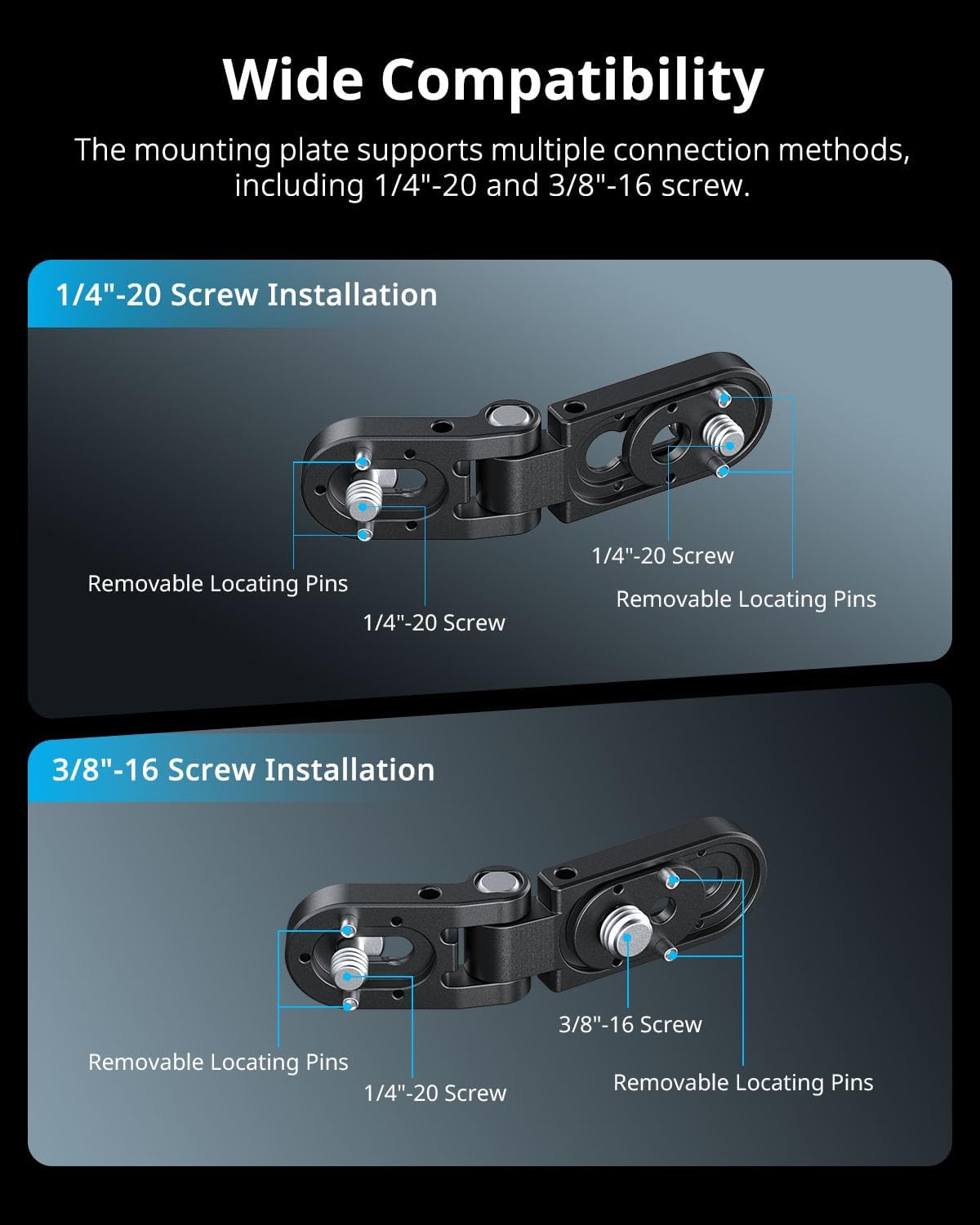 SMALLRIG 1/4''-20 1.2 (2.6 lbs), MD5712 Foldable Mini L-Shaped Mount Plate, Mounting Bracket Adapter with Screw