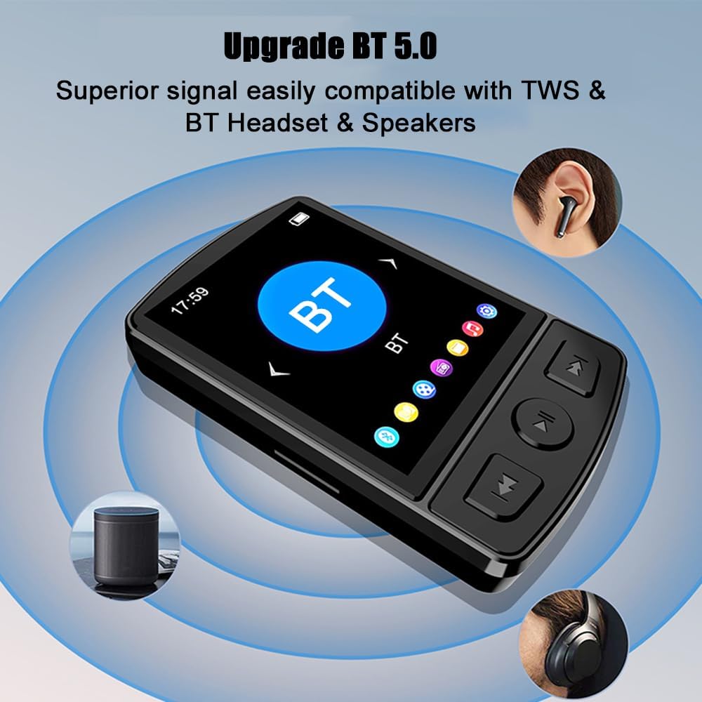 Wisoqu MP3 BT5.2, 30H (8GB) Player, Portable Lossless Music Player with Digital Screen, Speaker, FM Radio, E Book