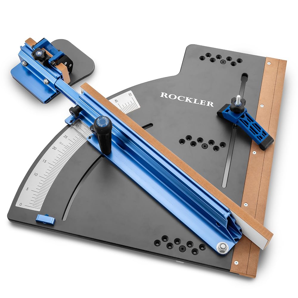 Rockler Table Saw Crosscut Sled with Telescoping Fence - Micro-Adjust Flip Stop & Hold-Down Clamp - Precision Crosscut & Miter Sled for Cabinet & Contractor Table Saws