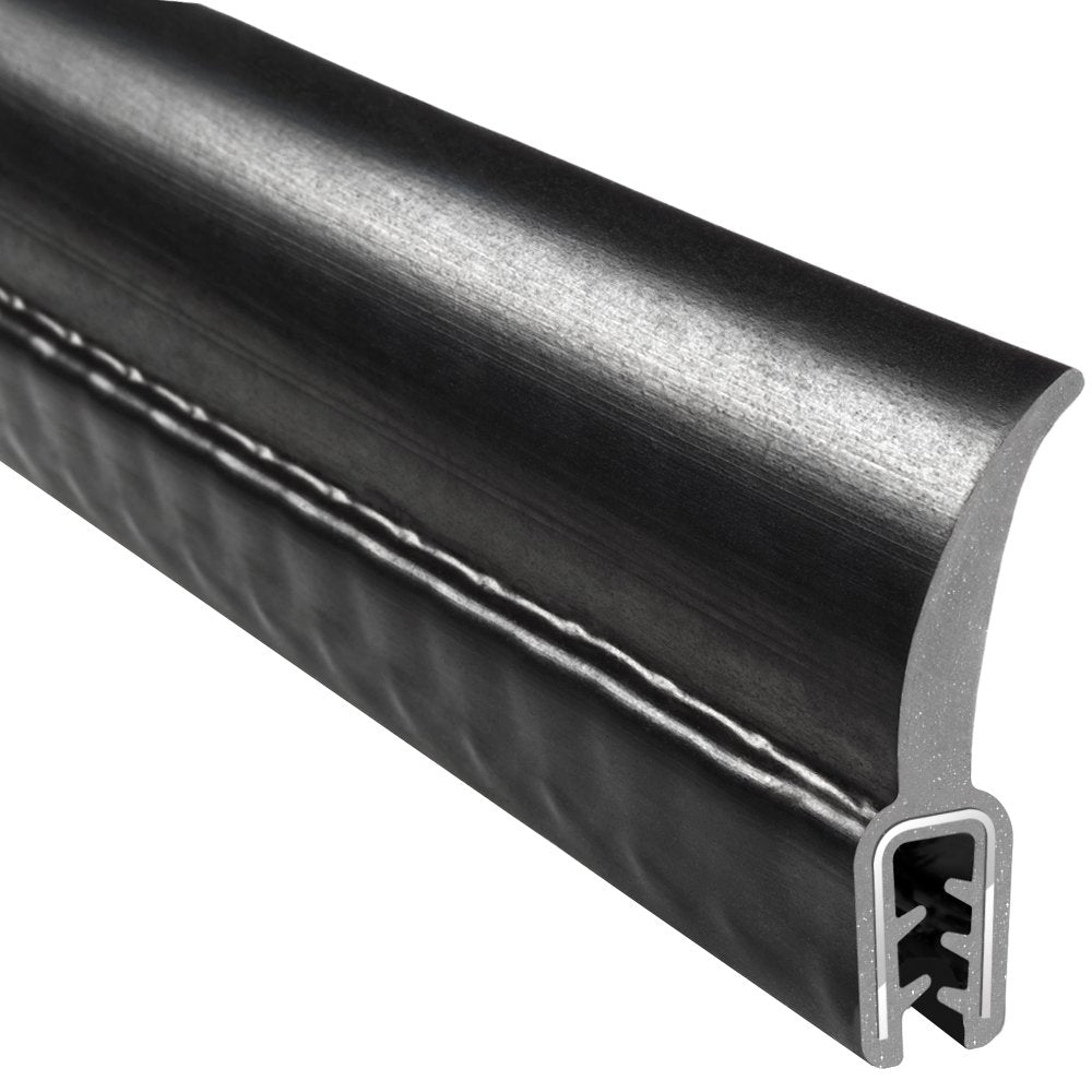 TRIM-LOK Co-Extruded Wiper Flap Trim Seal, EPDM Dense Rubber Weather Stripping and Edge Trim, 0.925-Inch Flap Length, 0.050-Inch to 0.090-Inch Edge, 0.444-Inch Leg, 100-Foot Length, Black Finish