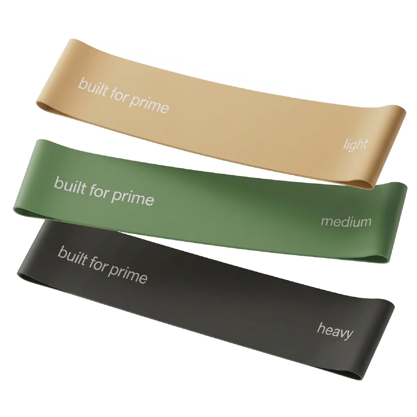 Built For Prime Mini Resistance Bands (Set of 3) – Premium Exercise Bands for Strength Training & Activation – Sand, Olive, Onyx