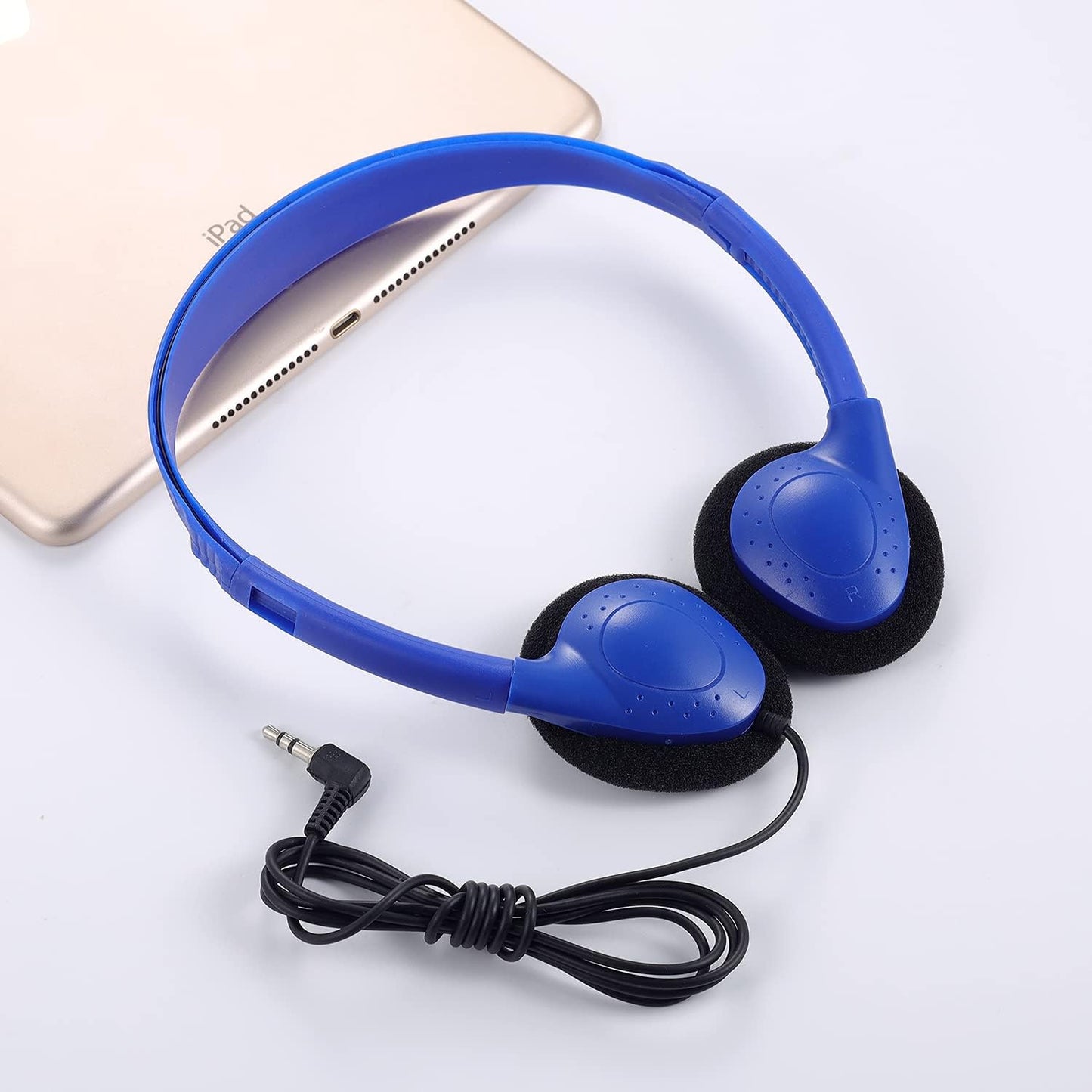 12 Pack Set 3.5mm 12 Pack) Classroom Headphones Bulk Class for School Students Kids and Adult -Sturdy Wired Plug (Blue