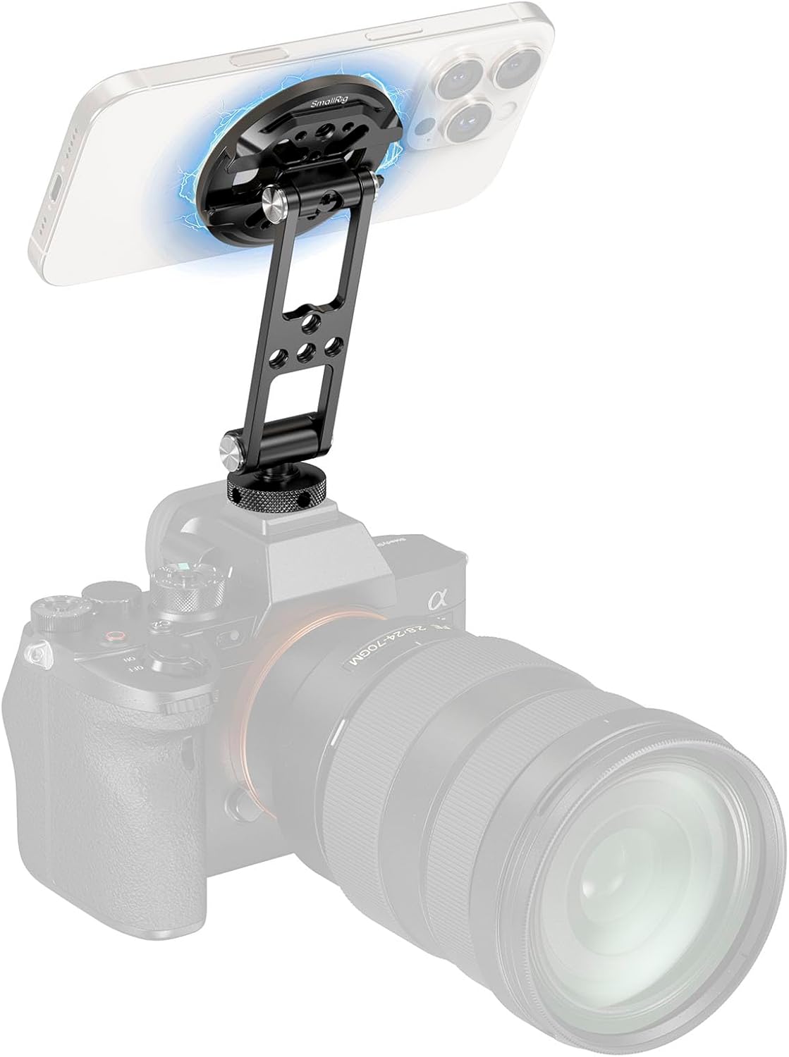 SMALLRIG 17/16/15, 5156 Magnetic Metal Phone Mount with Cold Shoe Mount, Adjustable Rotatable Phone Tripod Holder
