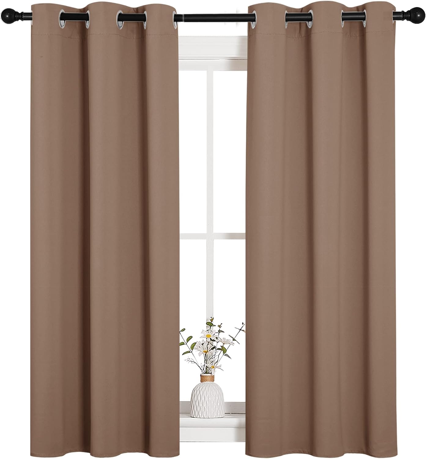 NICETOWN Room Darkening Curtain Panels - Thermal Insulated Grommet Drapes for Bedroom | 34x54 Inches, Cappuccino