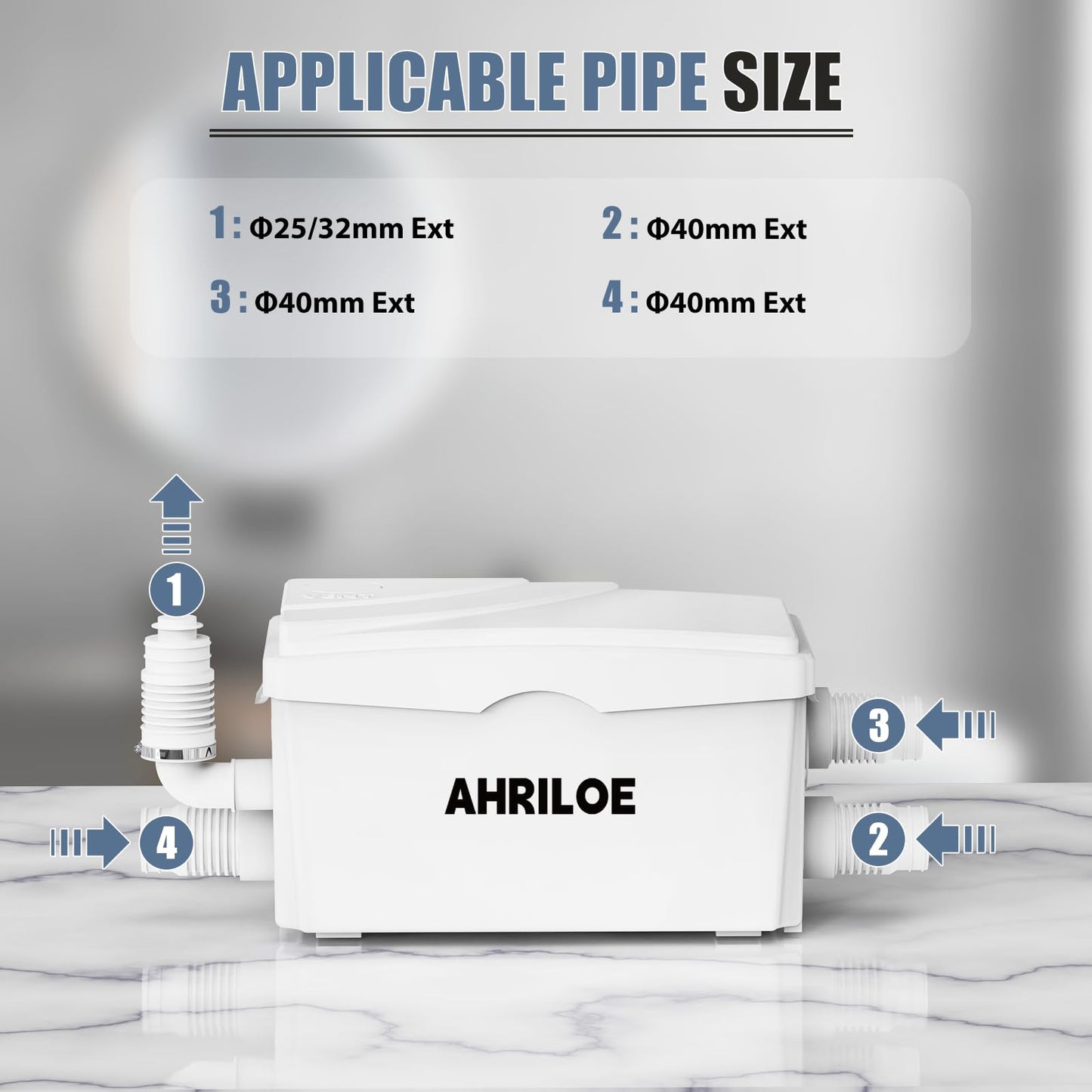 450W Sink Pump with 3 Inlets/1 Outlets, Macerator Pump(Not for Toilet)