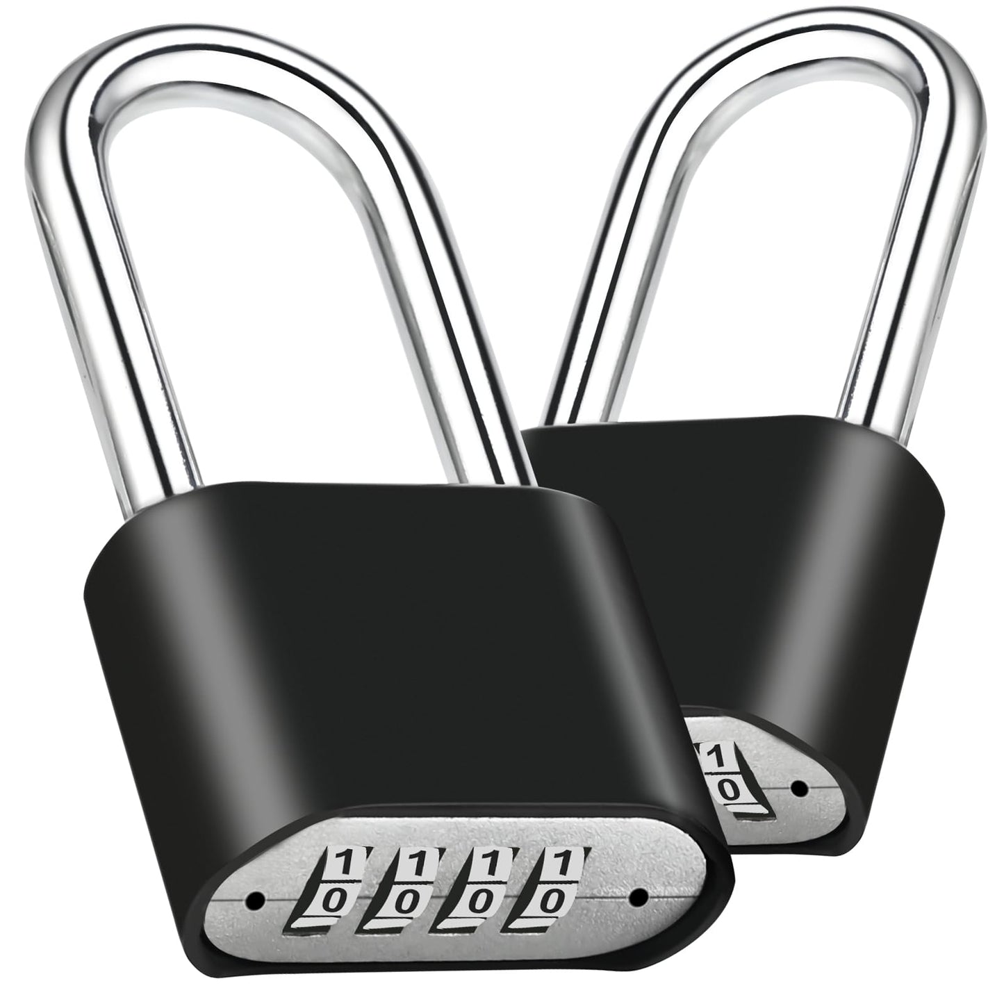 2pcs Combination Lock, 4-Digit Heavy Duty Combo Lock, Combination Padlock Outdoor Waterproof Gate Locks for Outdoor Fence, Locker, Sheds, Gym, Gate Hasps (2pcs, Long Shackle)
