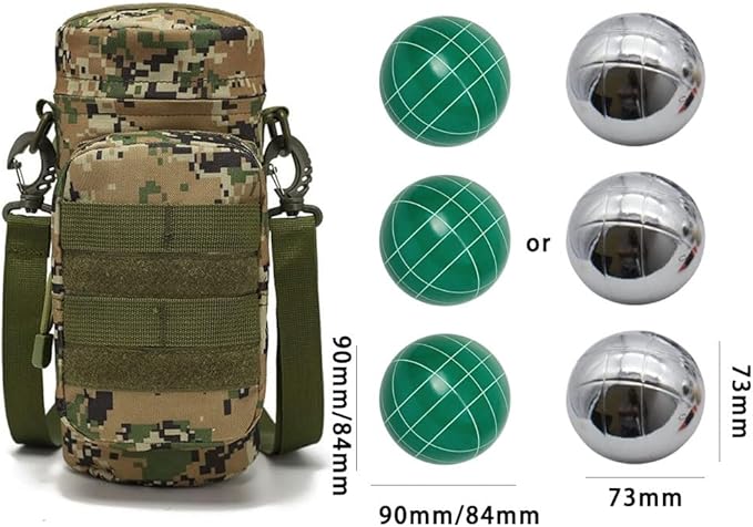 Bocce Ball Bag for 90mm 84mm 73mm 3 Bocce Game,Multifunctional, Zip Design, Powerful. Size: 27 x 12 x 12 cm、