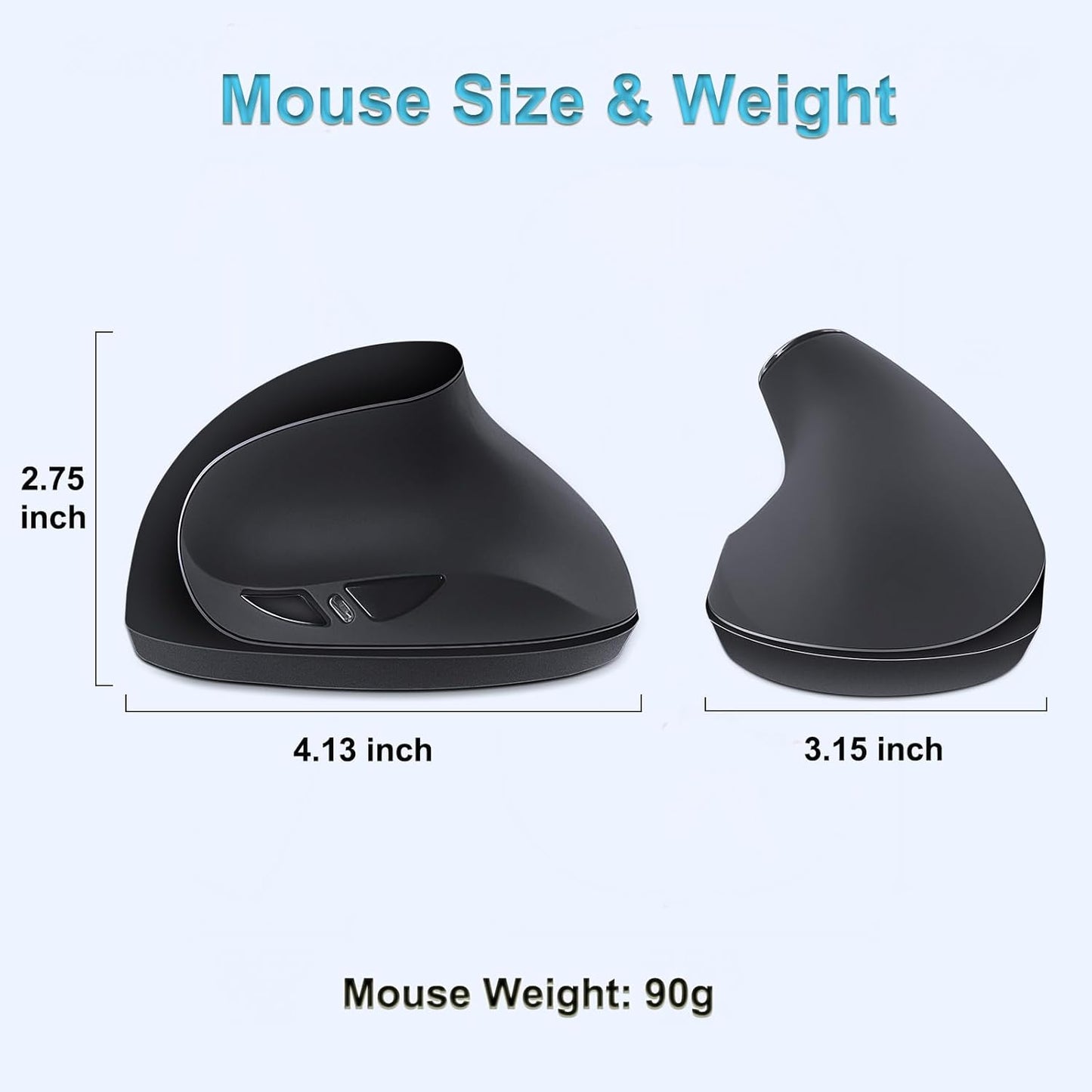 SUNGI 2.4GHz Ergonomic Wireless Mouse,Vertical Mouse Optical Mice with Adjustable DPI for Carpal Tunnel Right