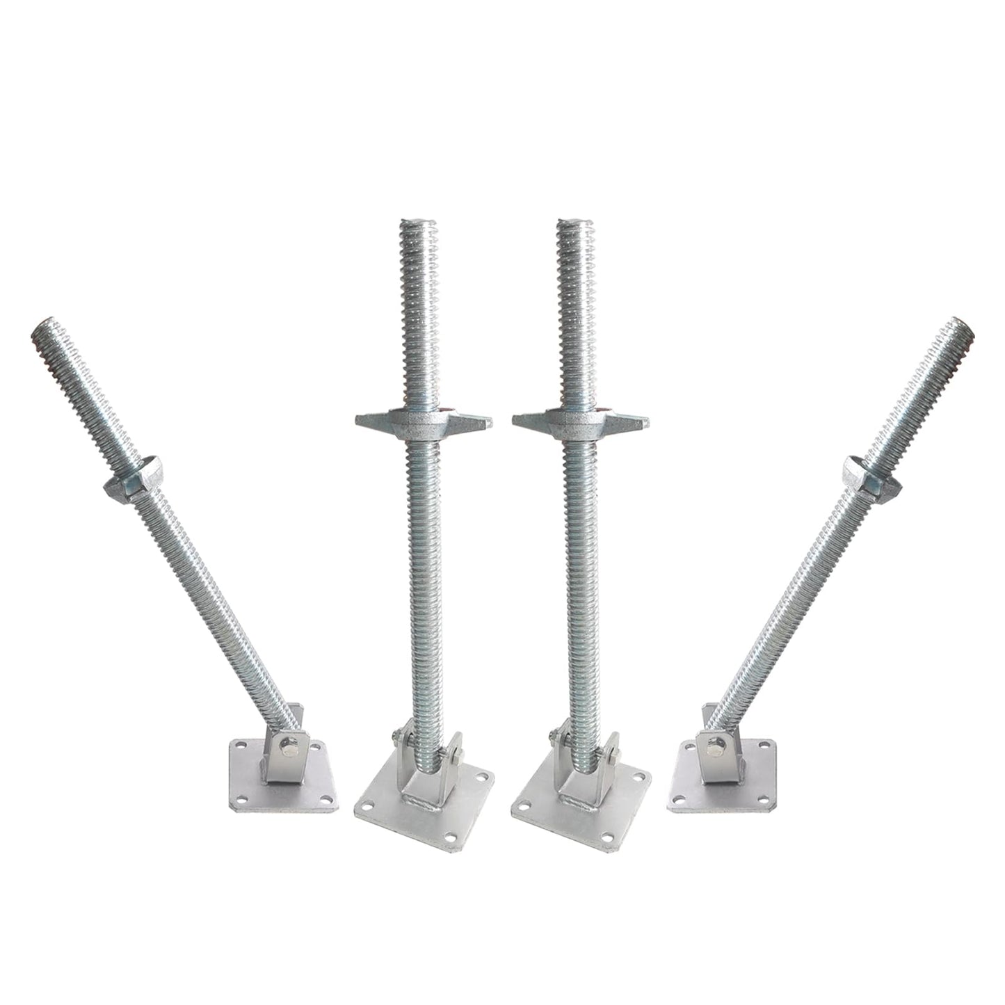 GaeaAuto 4 Pack Scaffold Swivel Screw Jack Solid Stem Adjustable Leveling Jacks with Base Plate for Baker-Style Scaffolding Equipment