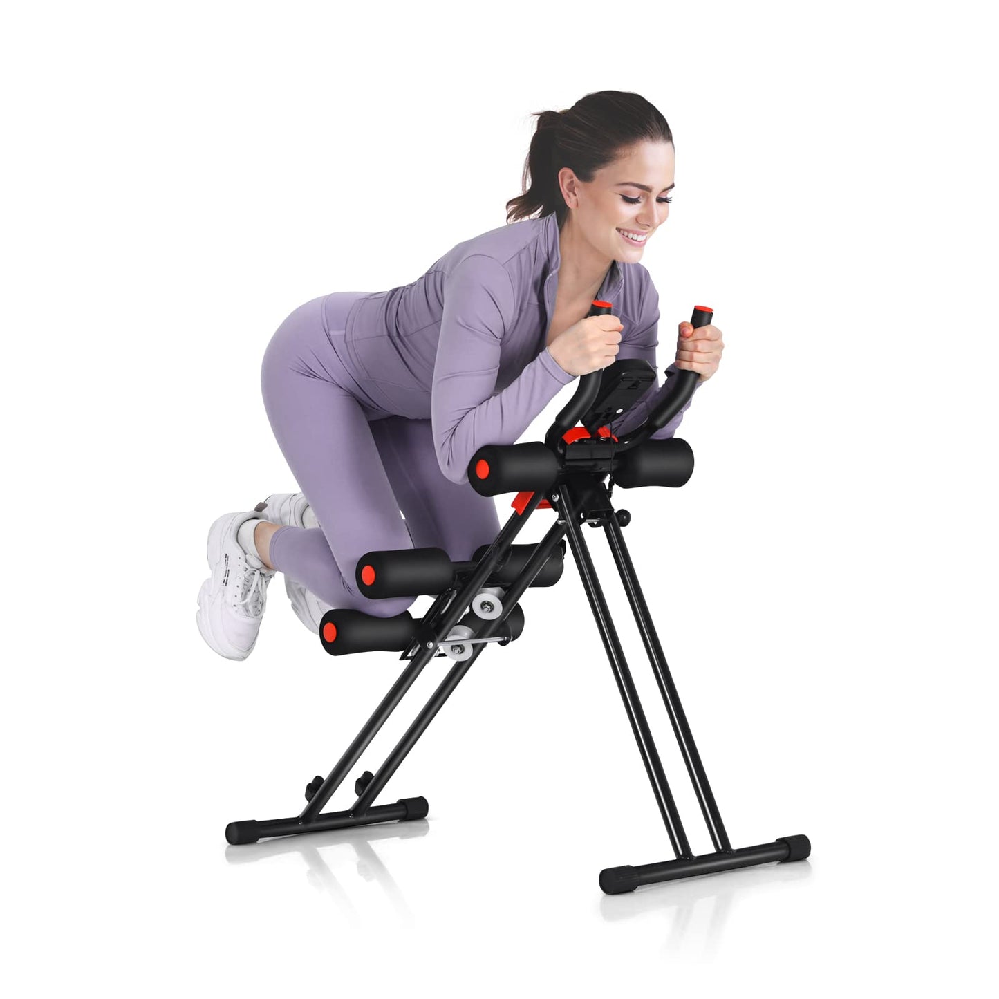 GYMAX Ab Machine, Abdominal Fitness Trainer with 3 Adjustable Resistance & LCD Monitor, Whole Body Workout Equipment Core Waist Cruncher for Home Gym Strength Training