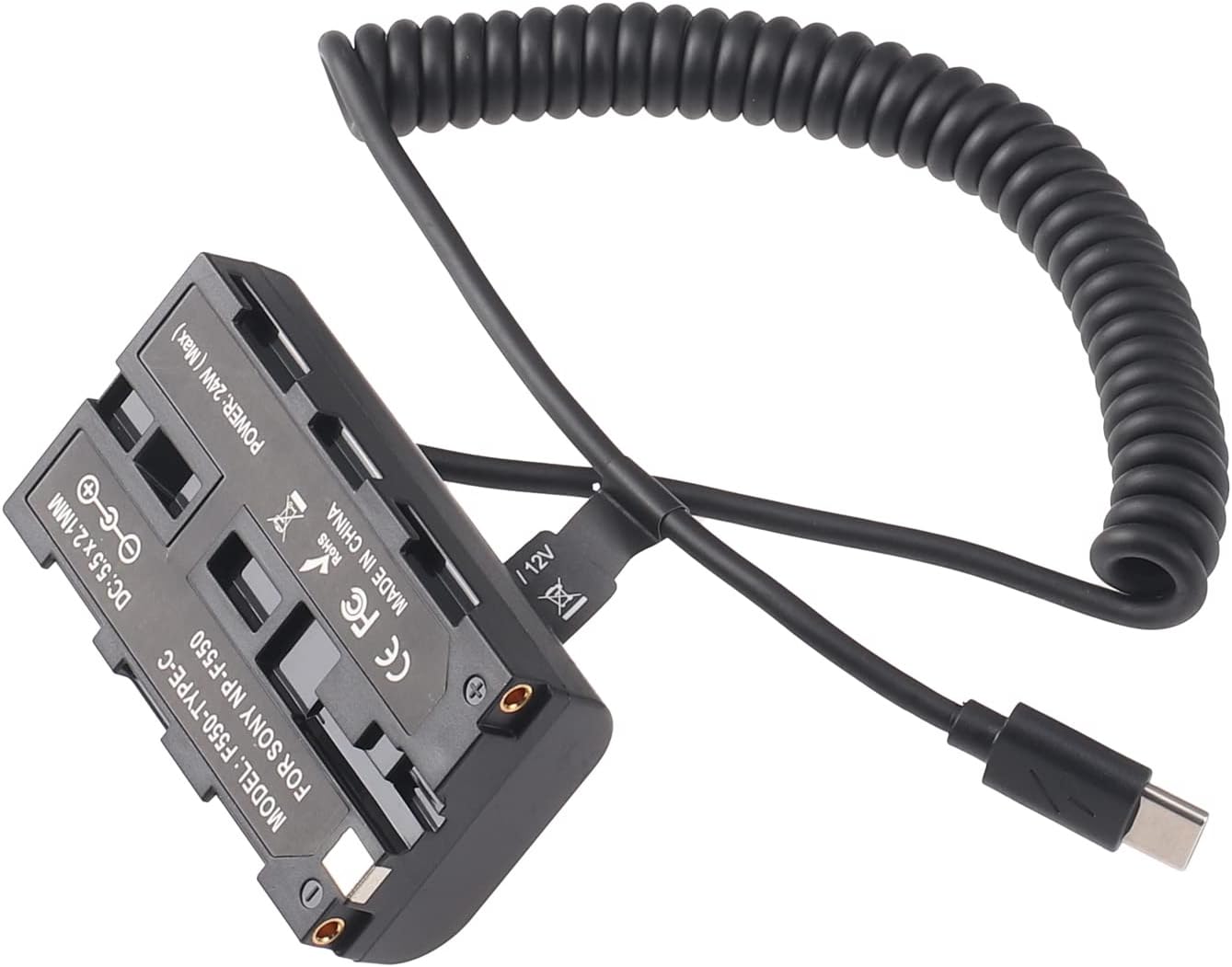 FocusFoto NP-F550 Dummy NP-F970 NP-F570 NP-F750 NP-F770 F960 F530 F330 USB-C to Battery Adapter Cable for Sony to Power
