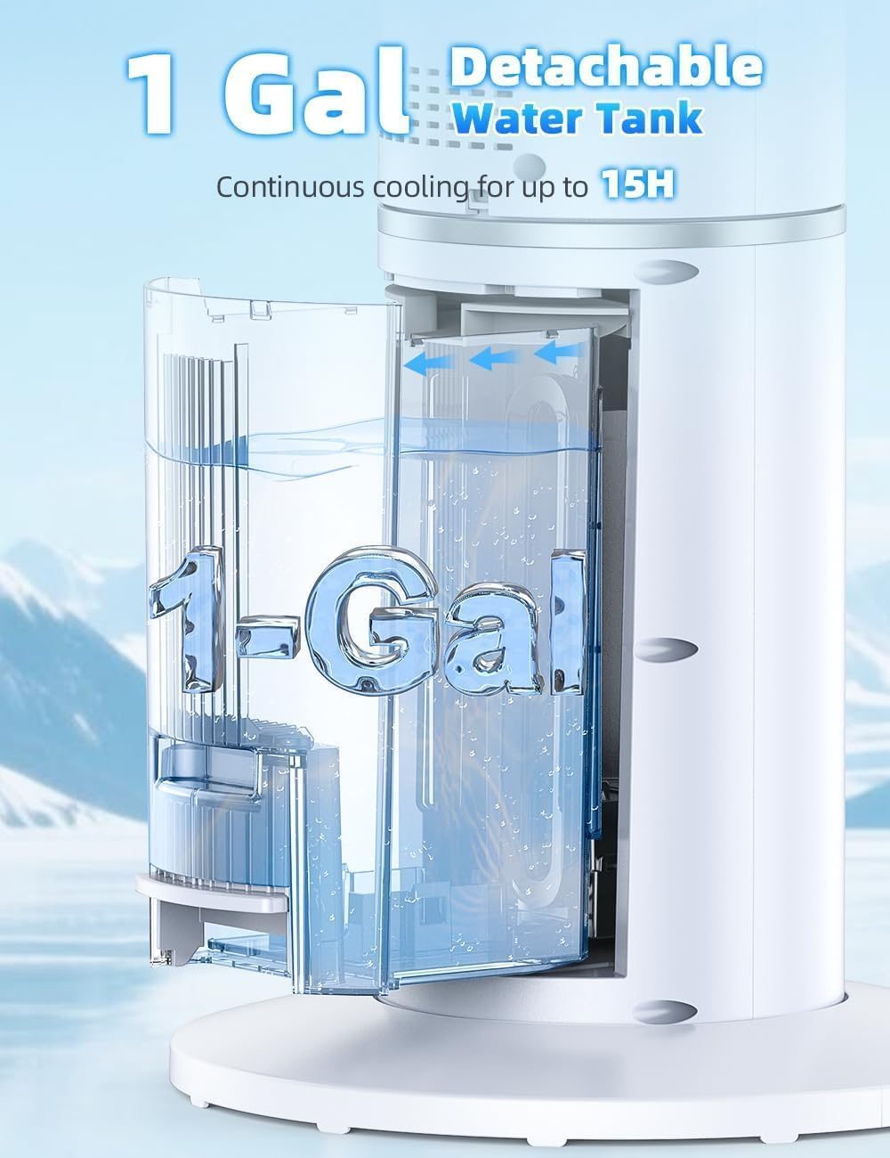 COOLECH 42 INCH Portable Swamp Cooler Air Conditioner w/4 Modes & 3 Speeds, 1-Gal Tank for 15H Cooling Evaporative Air Cooler, 12H Timer, Remote, 90° Oscillating Windowless Air Conditioner for Bedroom