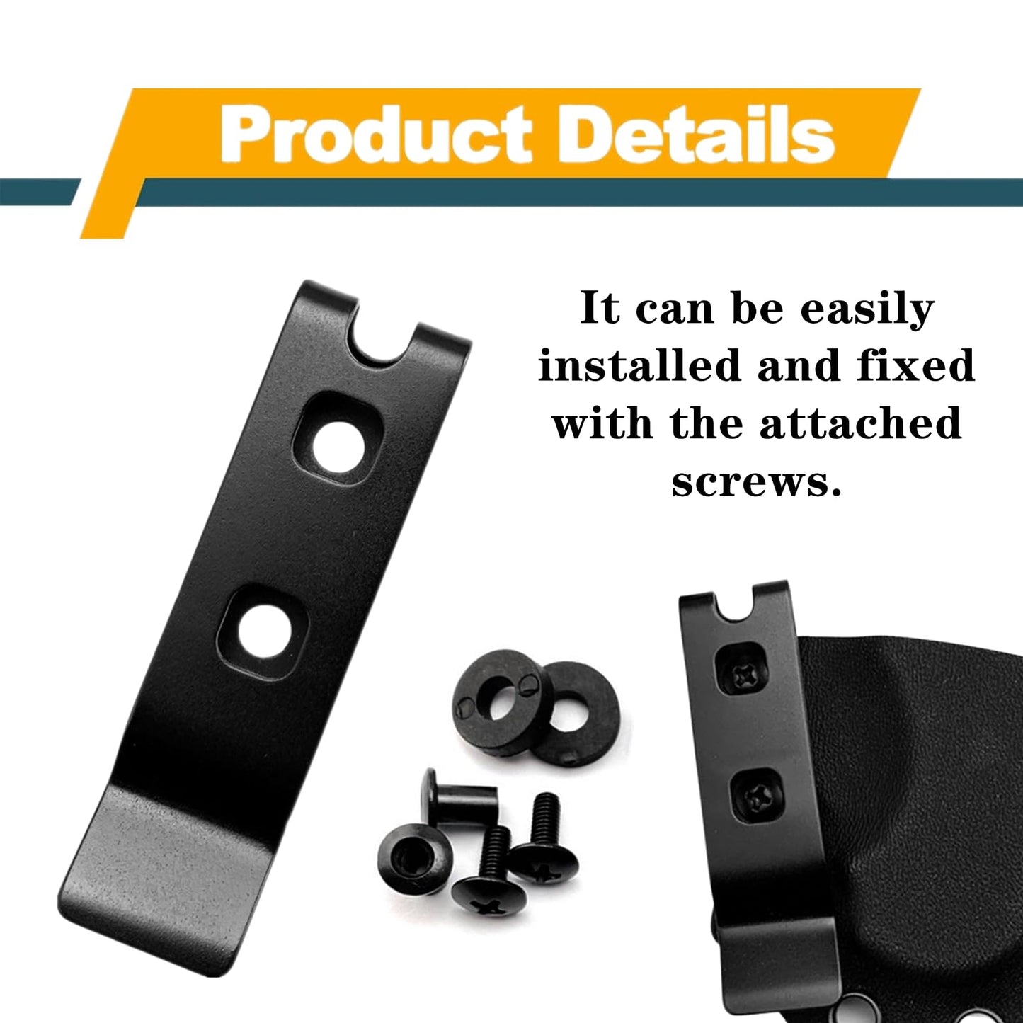 FJYXCHENXM 2 Set Knife Sheath Belt Clip Reliable 420 Stainless Steel Kydex Belt Clip with Screws for Kydex Sheath, Black