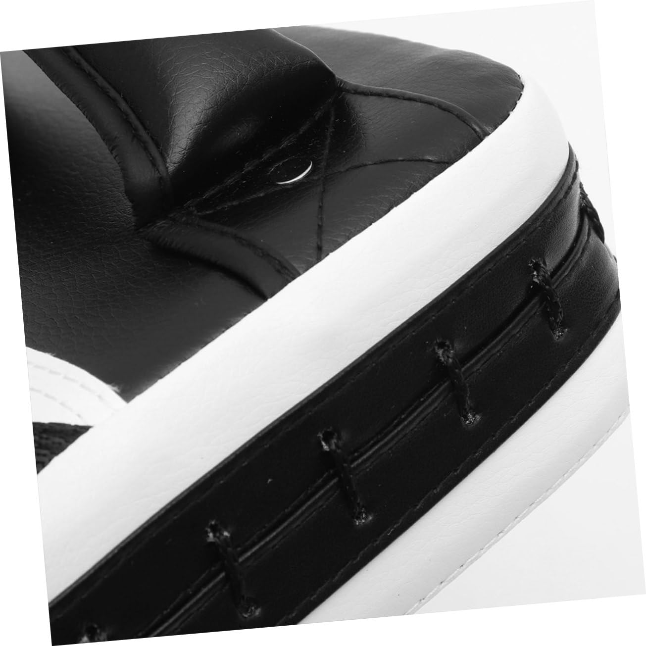 Taekwondo Kick Pad Shield, Ergonomic Curved Martial Arts Striking Surface for Boxing and MMA Training, High-Density Shock Absorbing Kicking Target with Secure Dual-Grip, Black & White