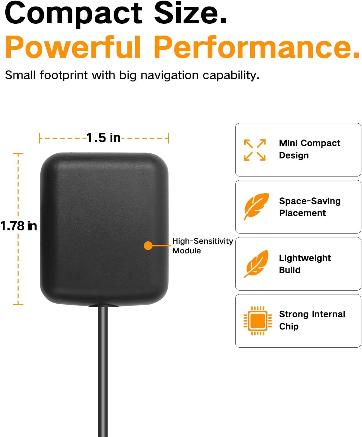 ViaBecs 5.68ft GPS Navigation Antenna SMA Male Connector for Car Stereo Head Unit, Active GPS Antenna, Cable