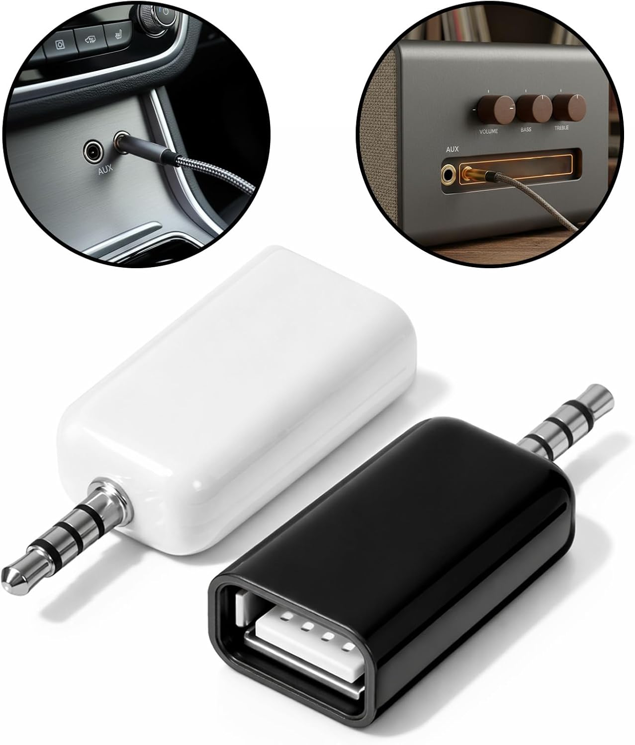 Jxiwfvl 2 3.5mm Mp3 PCS Aux to USB Adapter - USB Female to Jack Audio Adapter for Flash Drive Car CD Player, Music