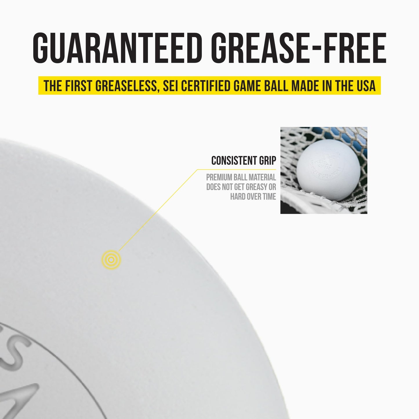 PEARL X Greaseless Lacrosse Balls by Guardian Innovations, 10 Pack, White - Official Ball of NCAA Championships - Meets NOCSAE Standards and SEI/NCAA Certified