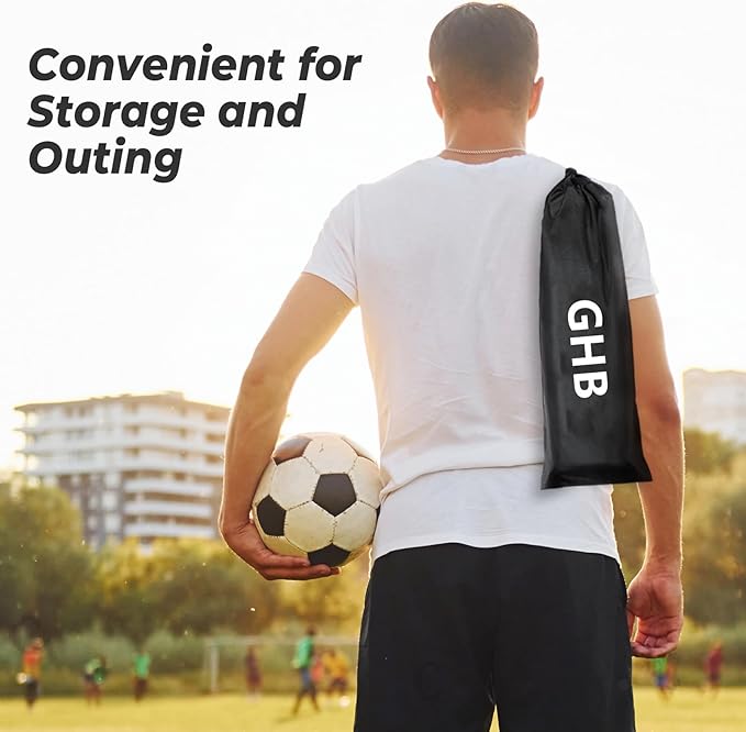GHB Pro Agility Ladder Soccer Kick Trainer Set 20ft 12 Rung 10 Cones and 4 Stakes Speed Agility Football Training Equipment with Carrying Bag