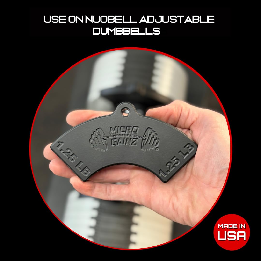 Micro Gainz 1.25LB Magnetic Weight Attachment for Nuobell Style Adjustable Dumbbells, Choose 2 or 4 Piece Magnetic Weight Plates, Ideal for Micro Loading Dumbbells, Made in USA