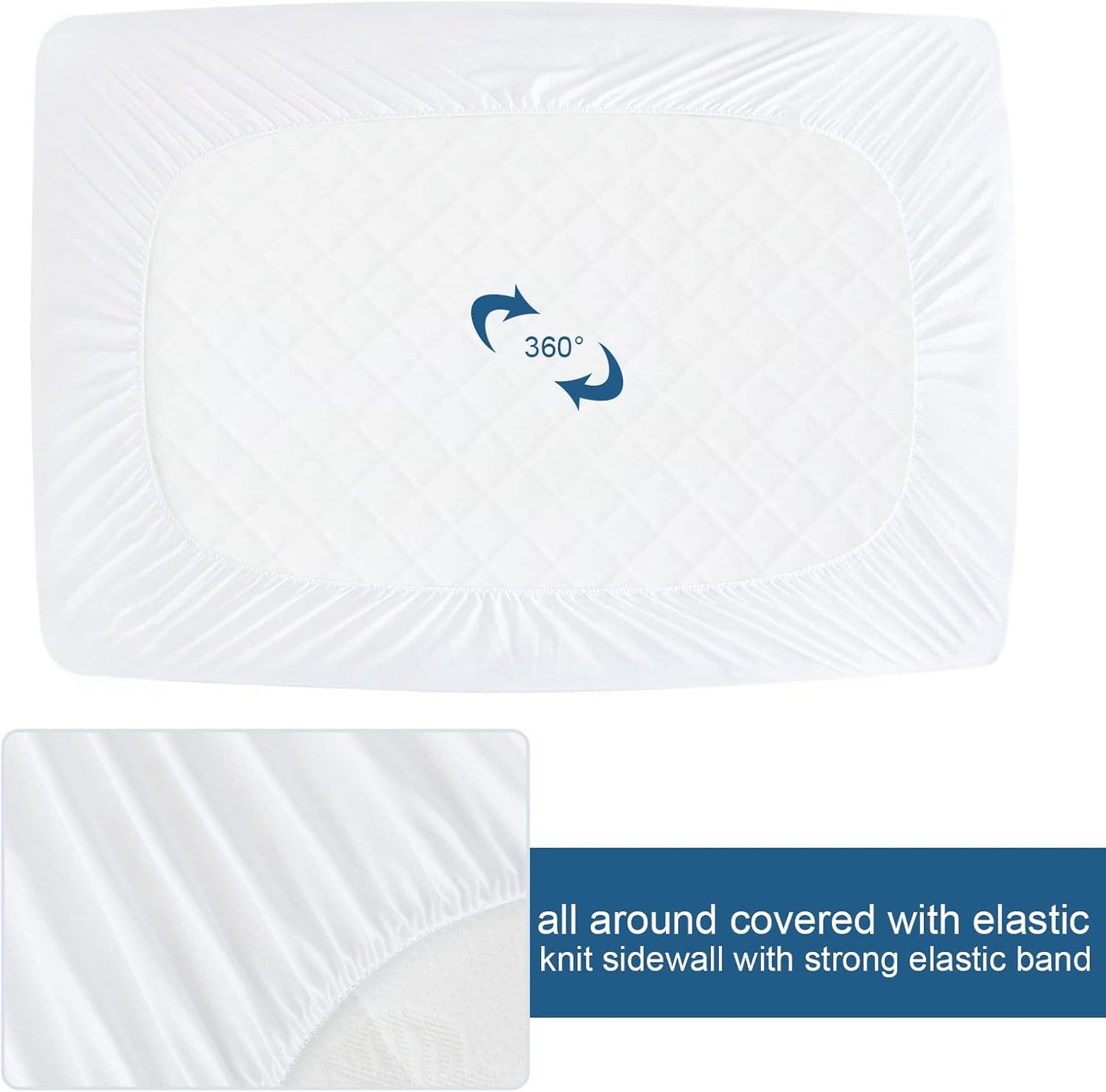 Regine Waterproof Queen Mattress Protector - Absorbent Fitted Cover with 18'' Deep Pocket