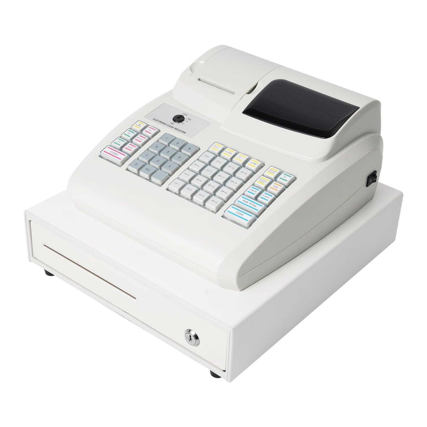 Ageanbri Cash Management System Electronic POS System Commercial Cash Register with Flat Keyboard&Thermal Printer,Multifunctional Cash Register 47 Keys LED for Retail/Restaurant (White)