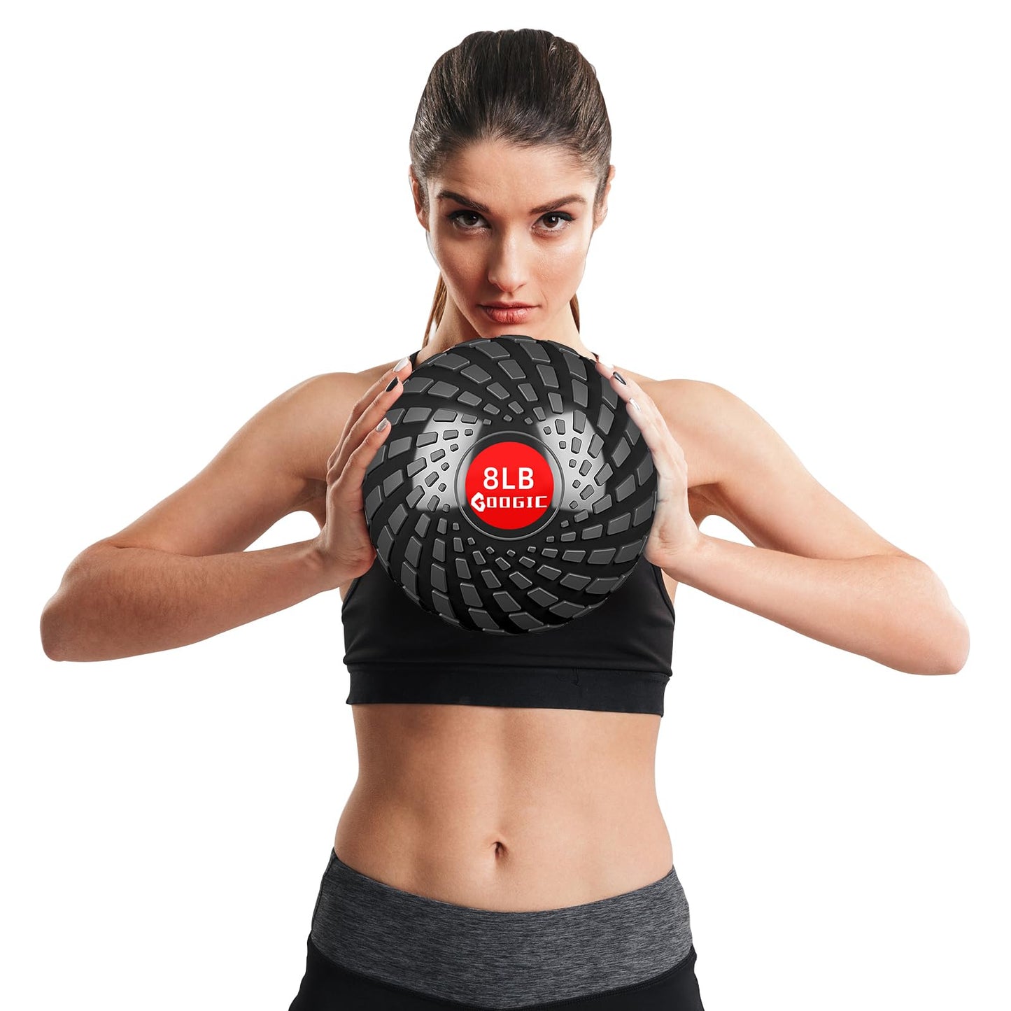 GOOGIC Slam Ball 8 lbs Medicine Ball Weighted Balls for Exercise and Workout, Strength, Cardio, Cross-Training and Core Workouts (8LB - Black)