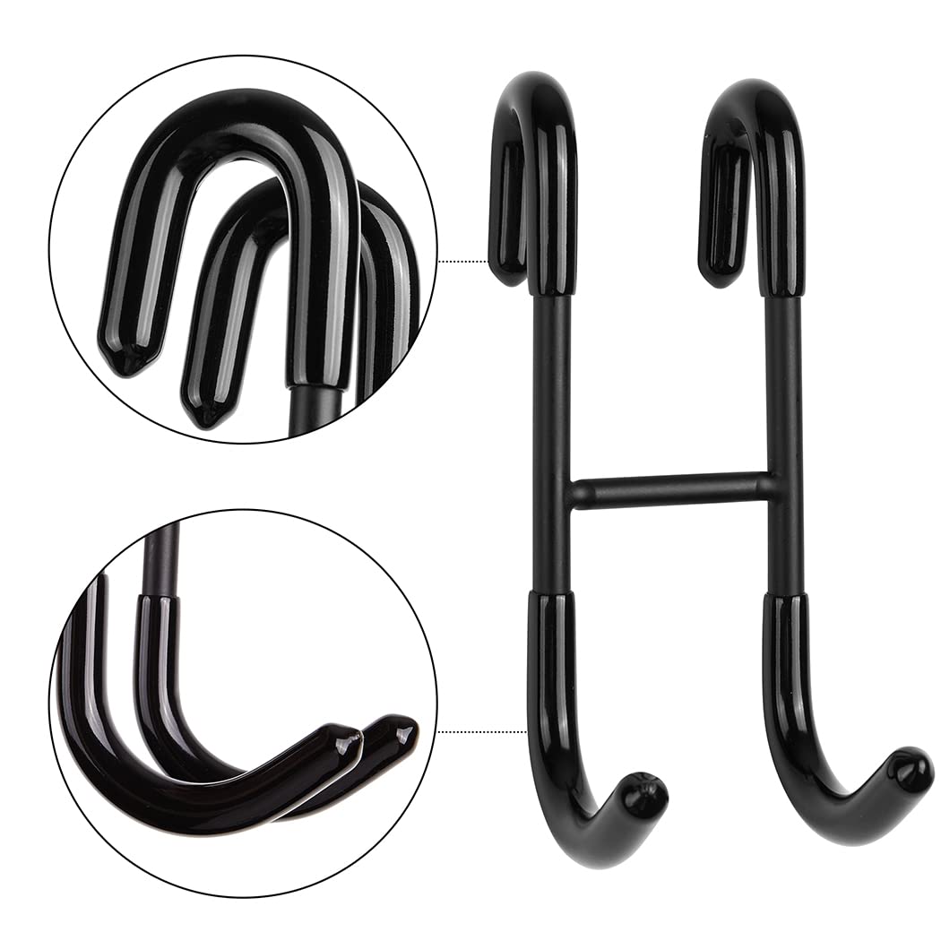 NINETREX Shower Door Hooks,Over Glass Door Hooks for Bathrooms Frameless Glass,Heavy Duty SUS 304 Stainless Steel Hook for Towels,Squeegee,Loofah,Shaver,Robe,2 Pack,Black