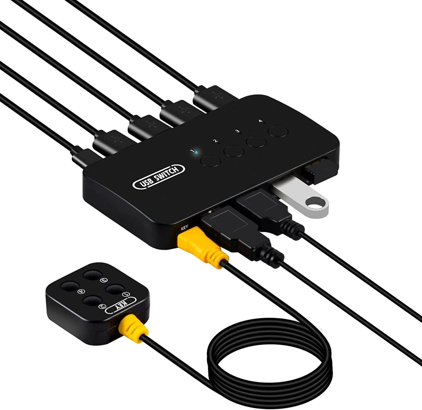 DGODRT 4 4 4 4 4 USB Switch in Out, USB Switcher Selector Port for Computer Share Devices Keyboard Mouse Printer