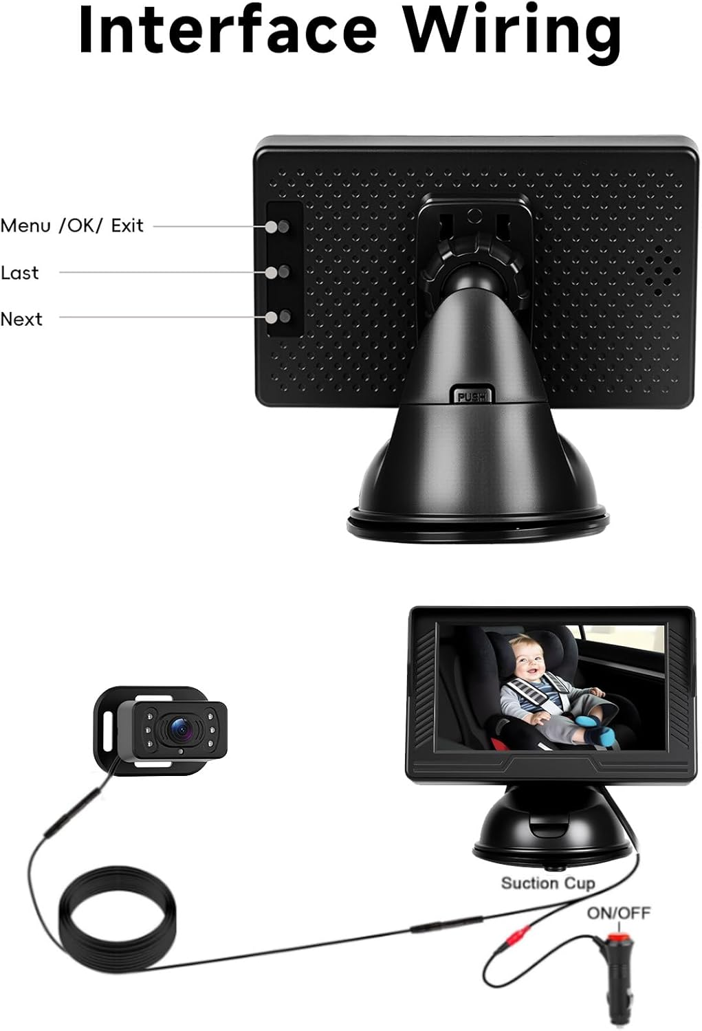 VECHTEL 4.3 Inch 360 Baby Car Camera HD Rear-Facing Car Camera for Baby with Monitor, IR Night Vision, Wide Angle, Easy
