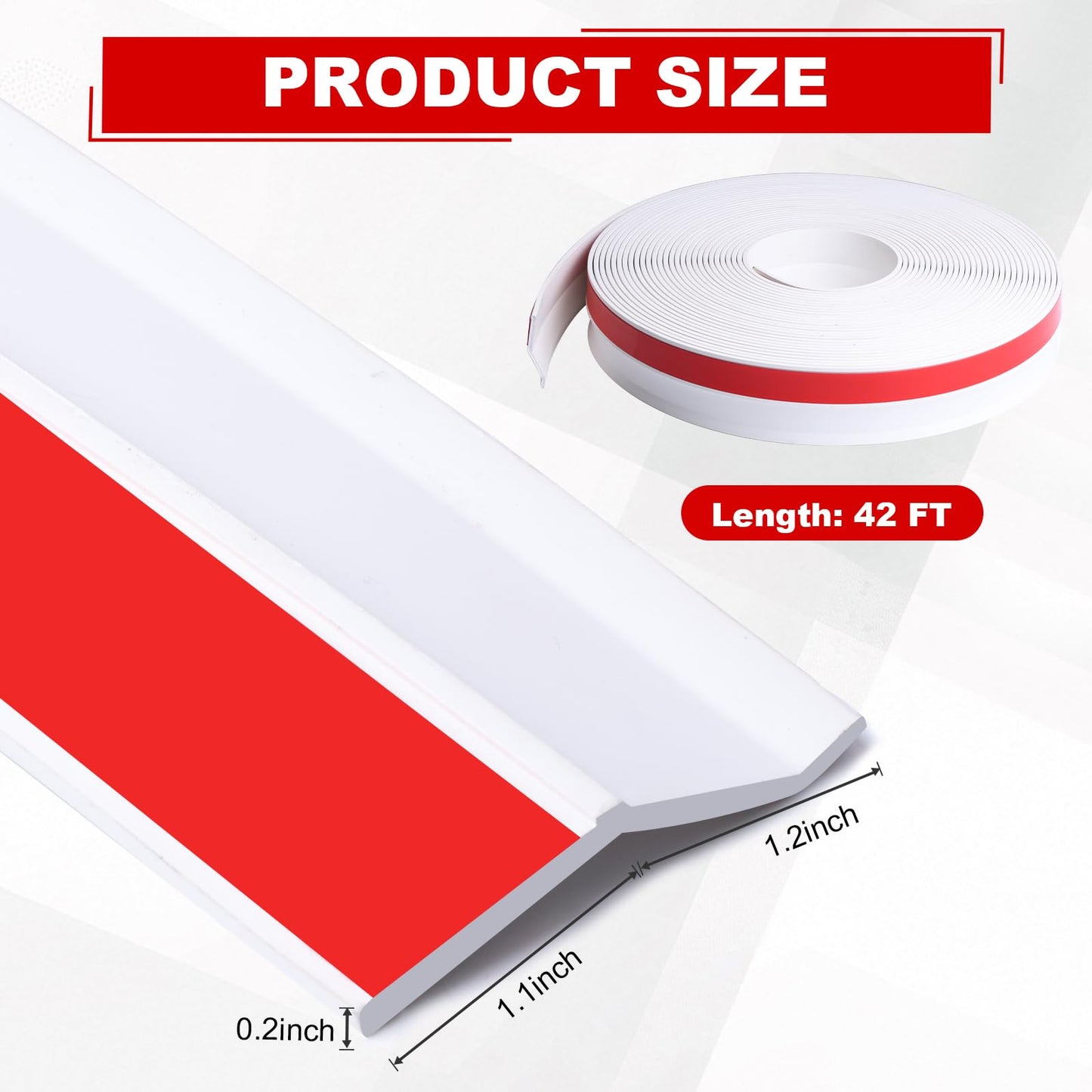 DGSL Garage Door Seal Top and Sides Seal Strip,42Ft Weather Stripping Garage Door Trim Seal Weatherproofing Garage Door Seals with Nails（White）