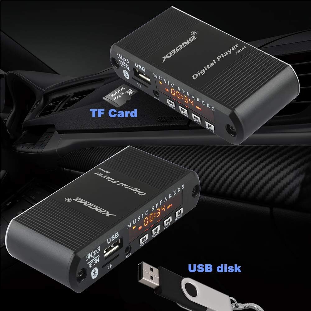 XRONG Radio,MP3 4-Digital 3.5mm Bluetooth Audio Receiver FM Digital Player,LED Display,SD Card/USB Playback Audio