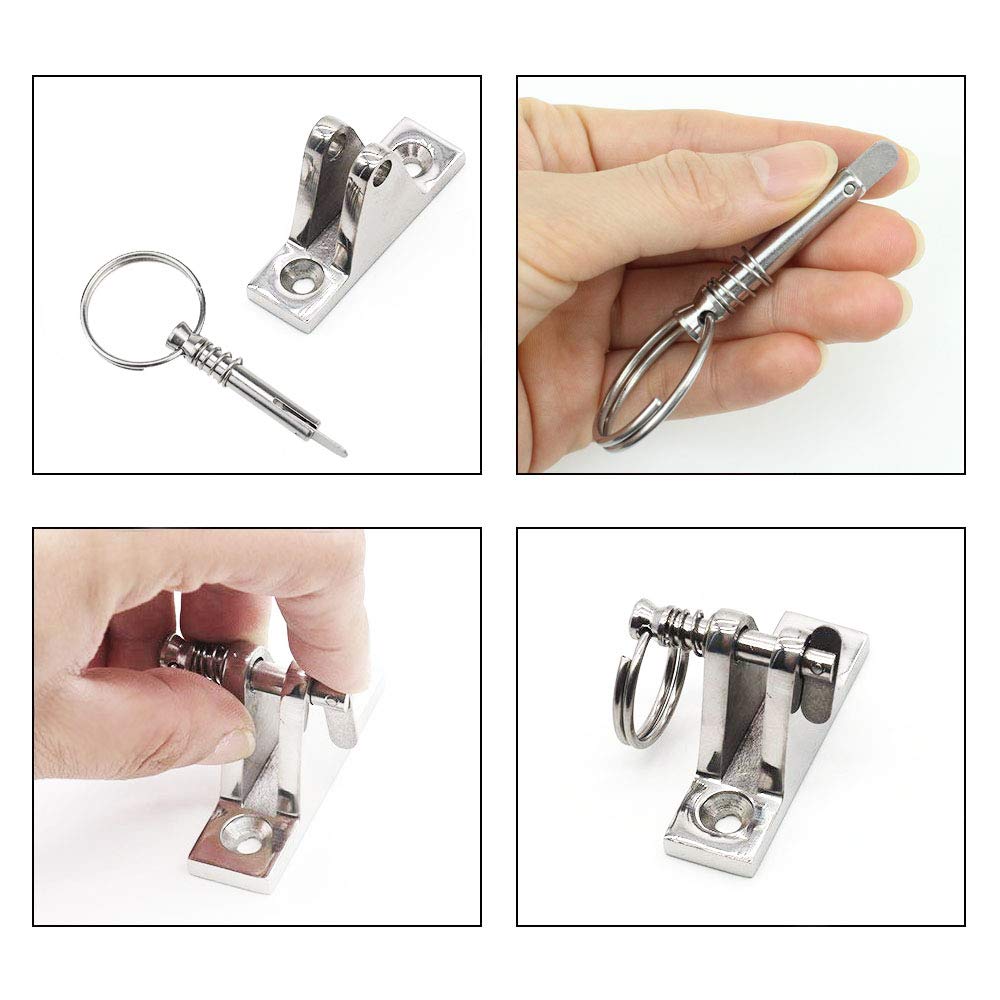 Hysagtek 6 Pcs Bimini Pins 1/4" Diameter Bimini Top Hardware, Quick Release Pin Boat Canopy Pins for Boat Canopy Marine Hardware, 316 Stainless Steel with Pull Ring