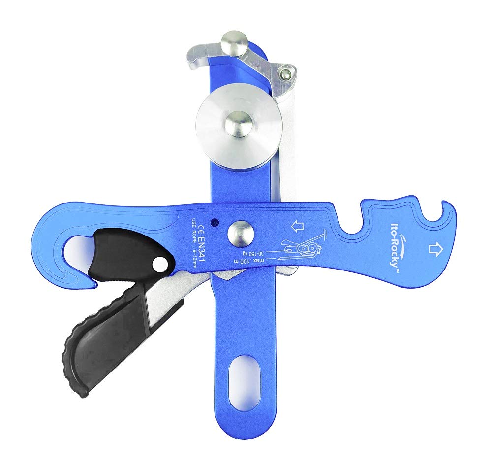 Ito Rocky Climbing Stop Descender Rappelling Anti-Panic Belay Devices for 9-12mm Rope Rescue Equipment Hand Controls Desingned
